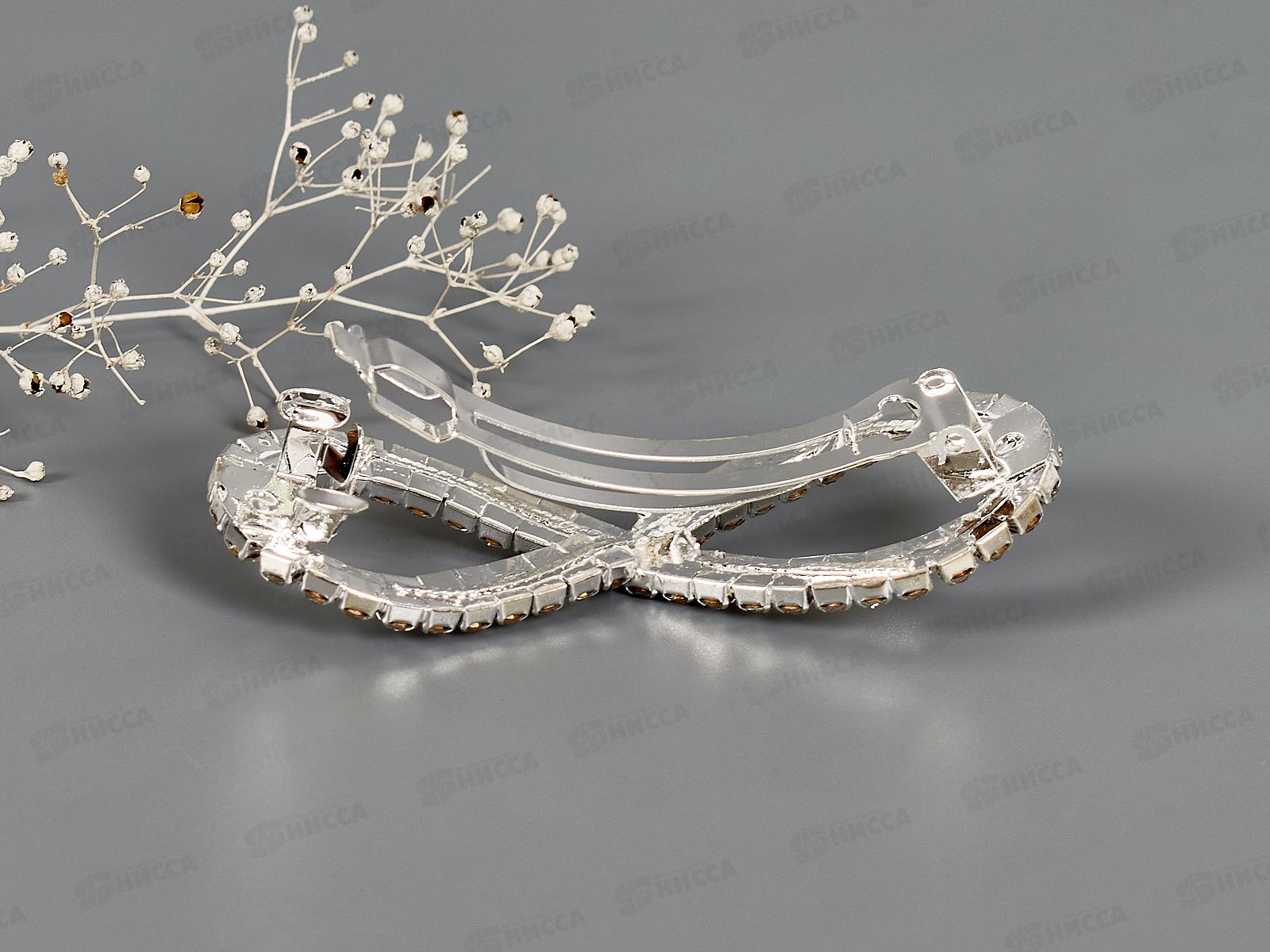 Заколка-автомат &quotБант&quot стразы 2 ряда, №9687