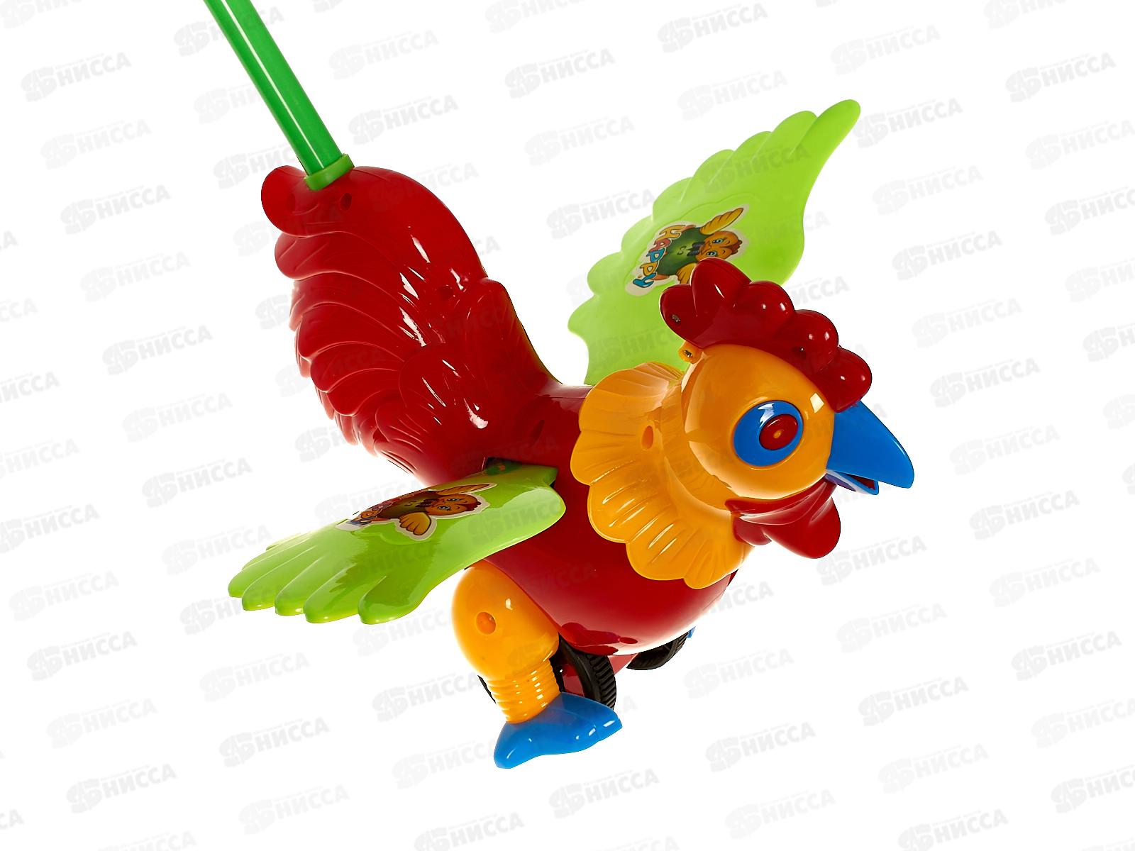 Каталка №198-3 Петушок с ручкой, пакет 36*25*38