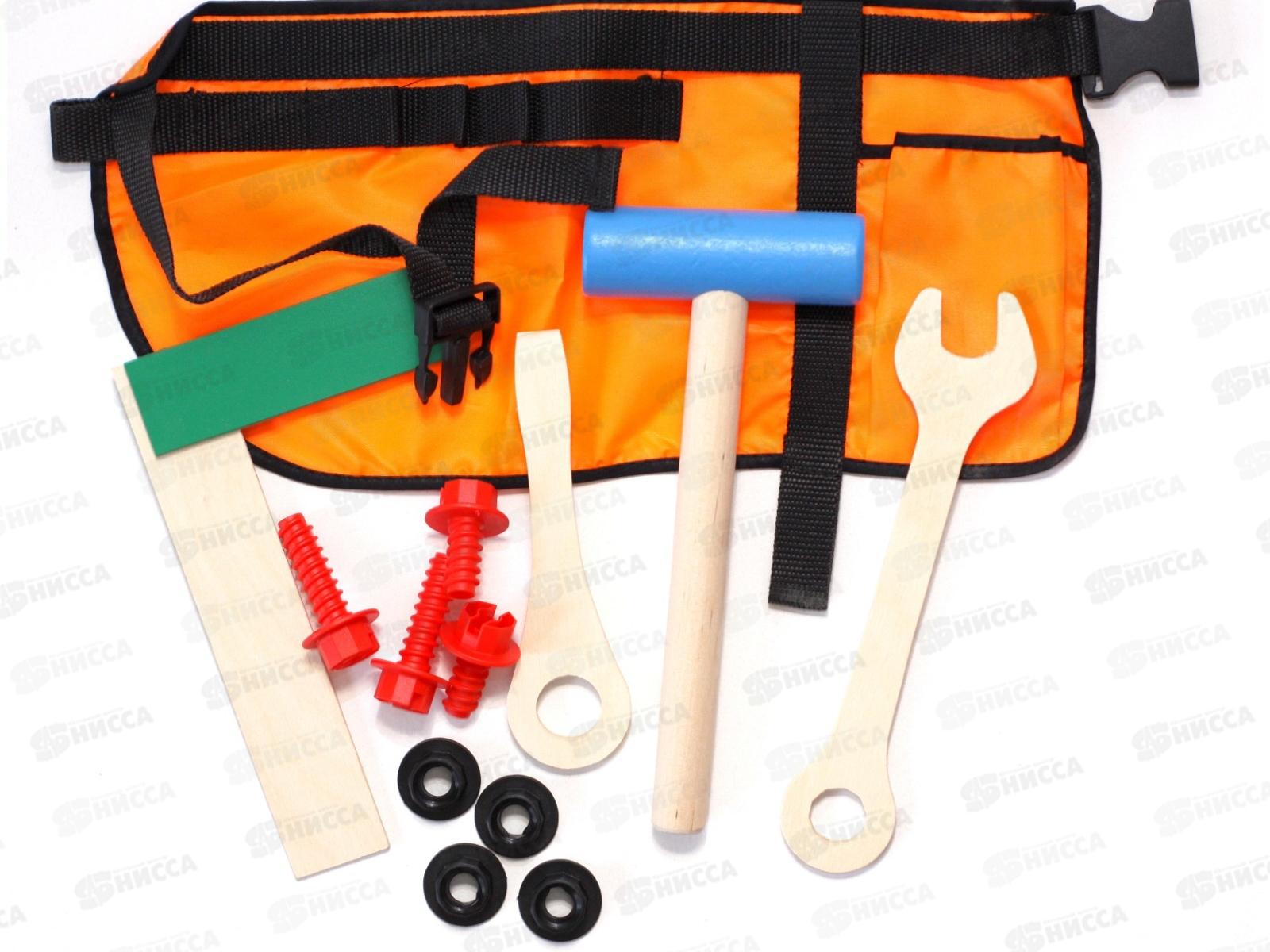 Набор инструментов с поясом 02361 (молоток, ключ, отвертка, уголок, болты, гайки)