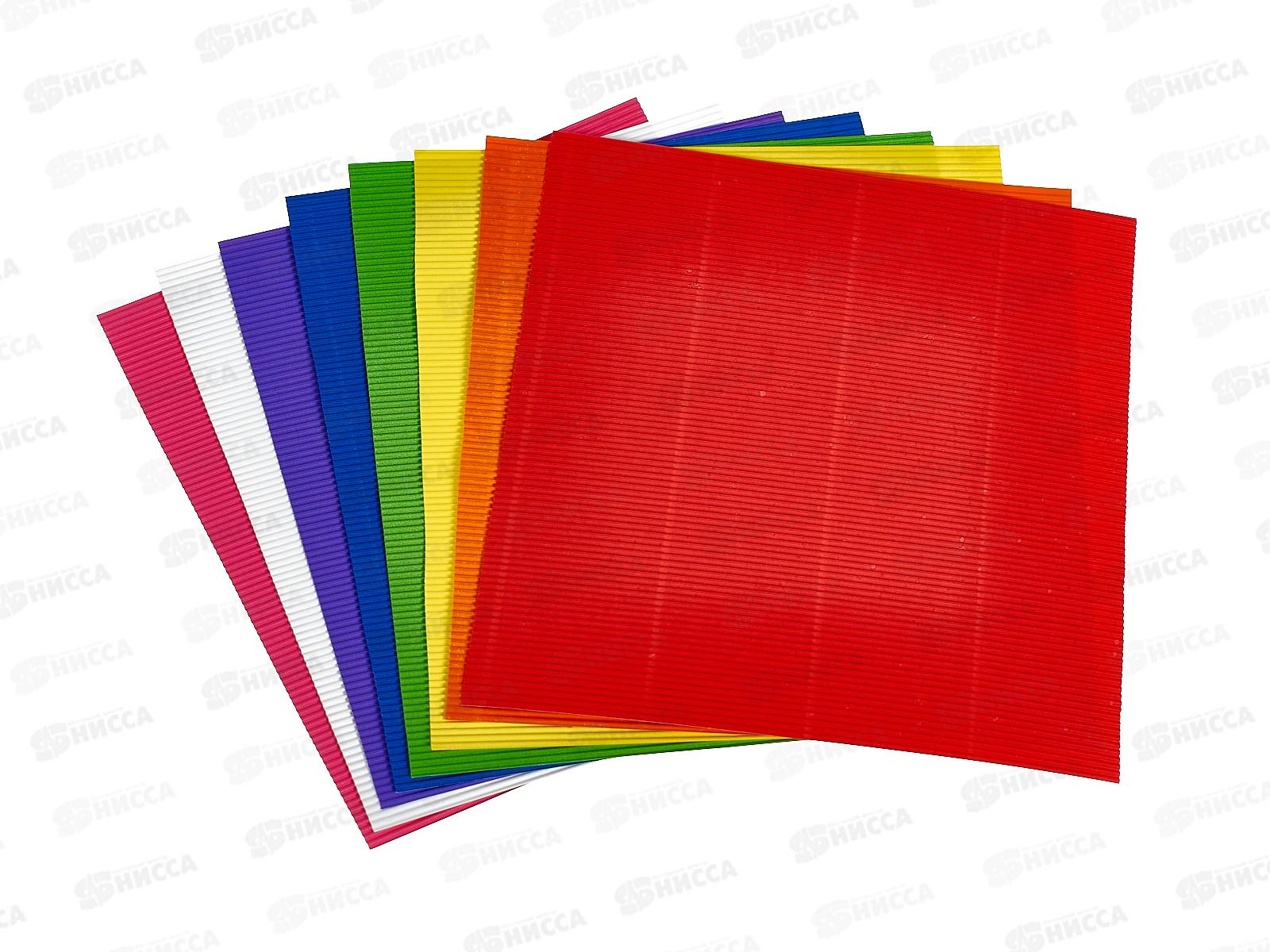 Цветная бум.  Апплика 20*20, 8л 8цв.гофр Ежик С1792-09П *40