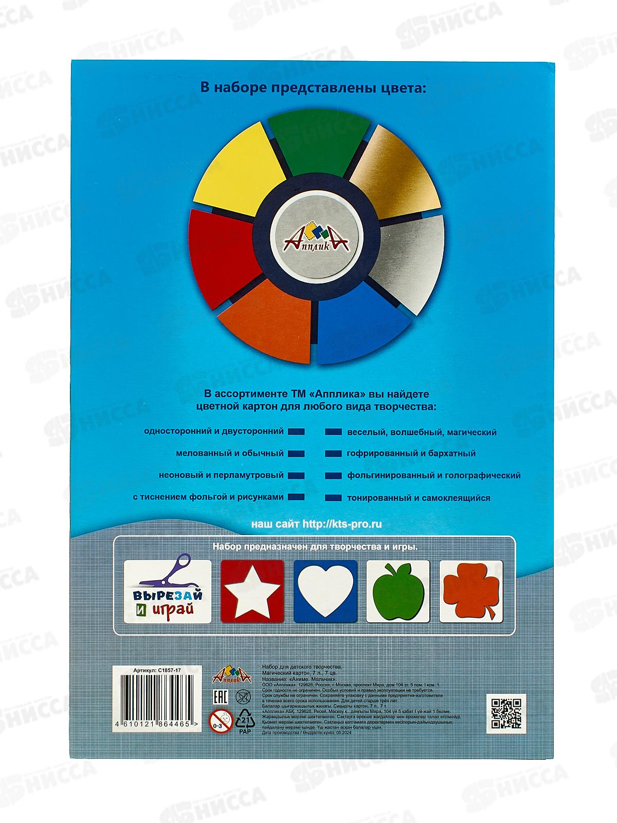 Цветной карт. А4 Апплика 7л 7цв маг, Аниме.Мальчик С1857-17 *25