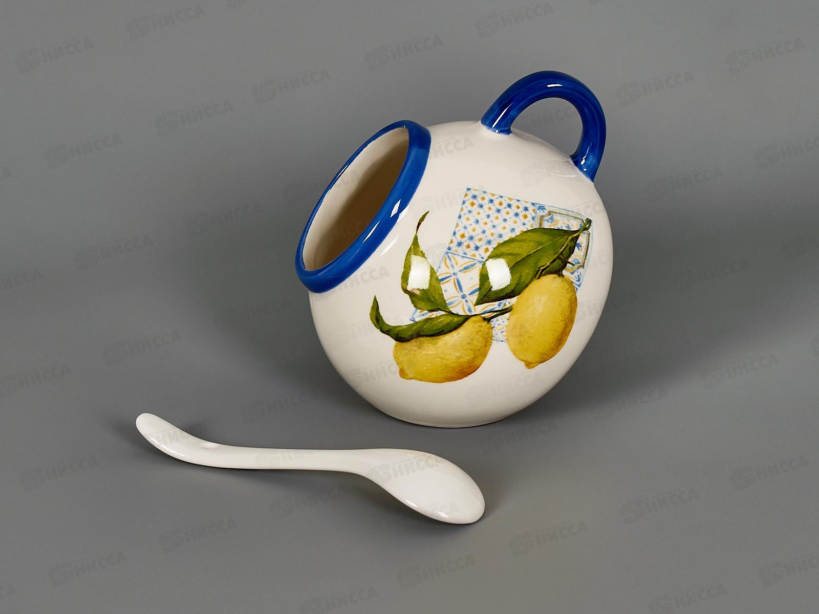 Солонка &quotЛимоны&quot с ложкой 170мл 9,5*10см керамика 824-536 г