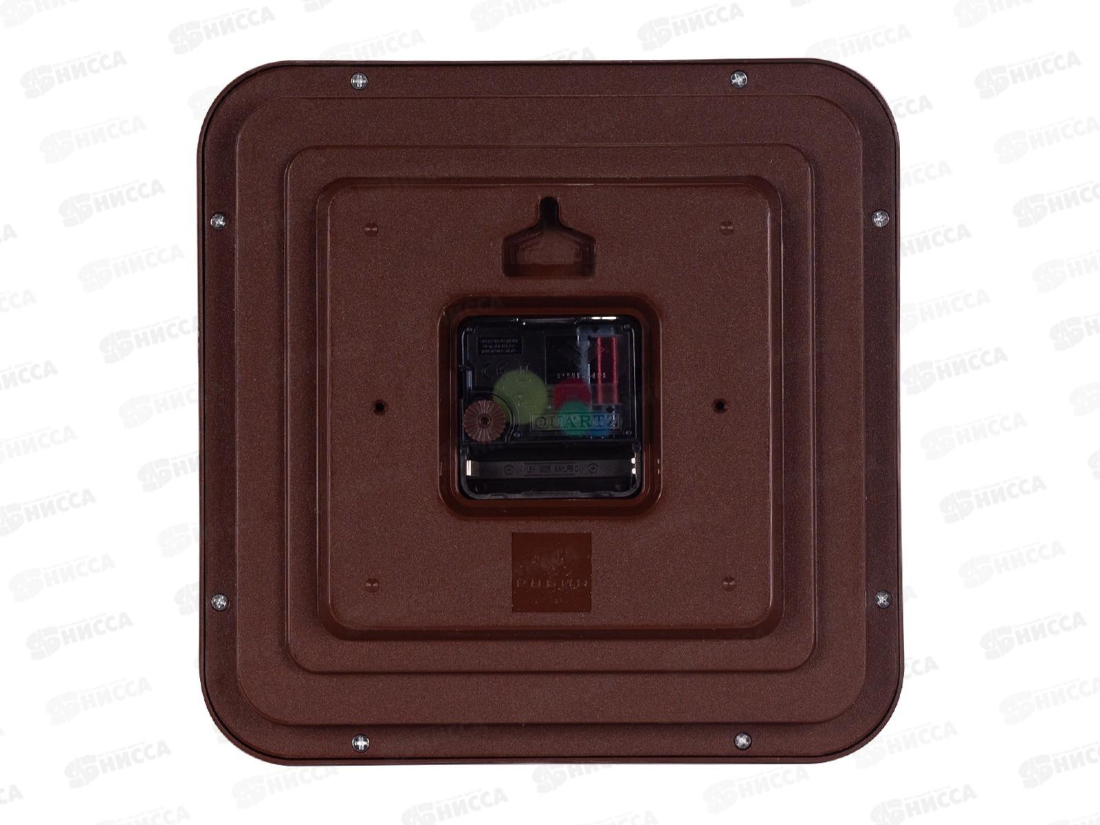 Часы настенные &quot21 Век&quot 2223-011 квадратные  22х22см, корпус коричневый  &quotКлассика&quot