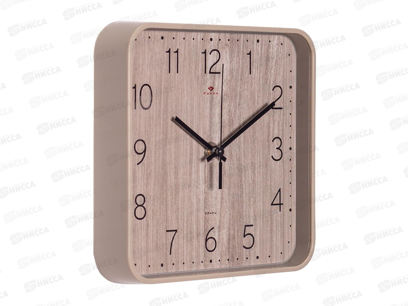 Часы &quot21 Век&quot 1918-006  квадрат Рубин d-19*19см  беж. &quotТекстура дерева&quot