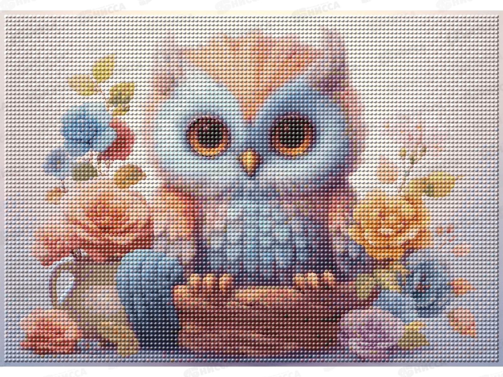 Алмазная мозаика (класс.) 30х40см Пушистая сова, НД-6362