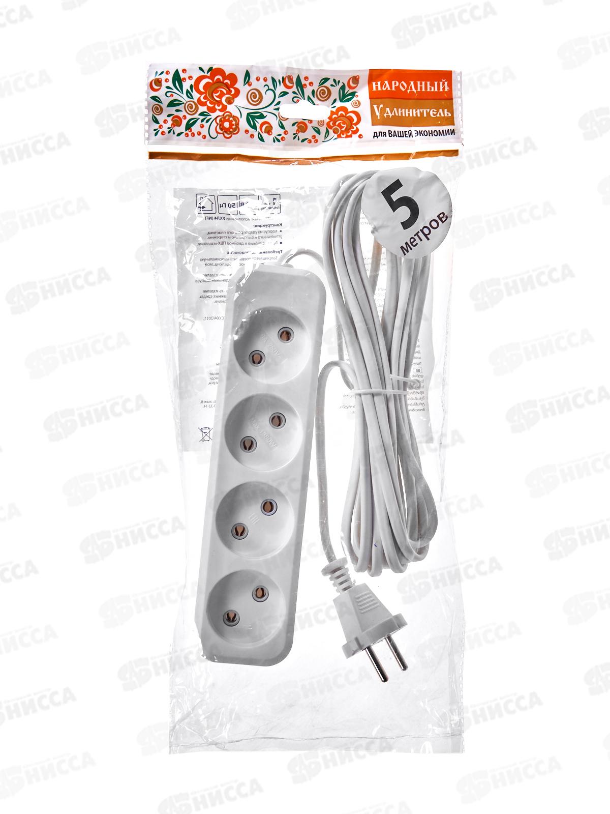 Удлинитель TDM УН3 4гнезда 5м, ШВВП 2*0.75кв.мм 6А, 1207