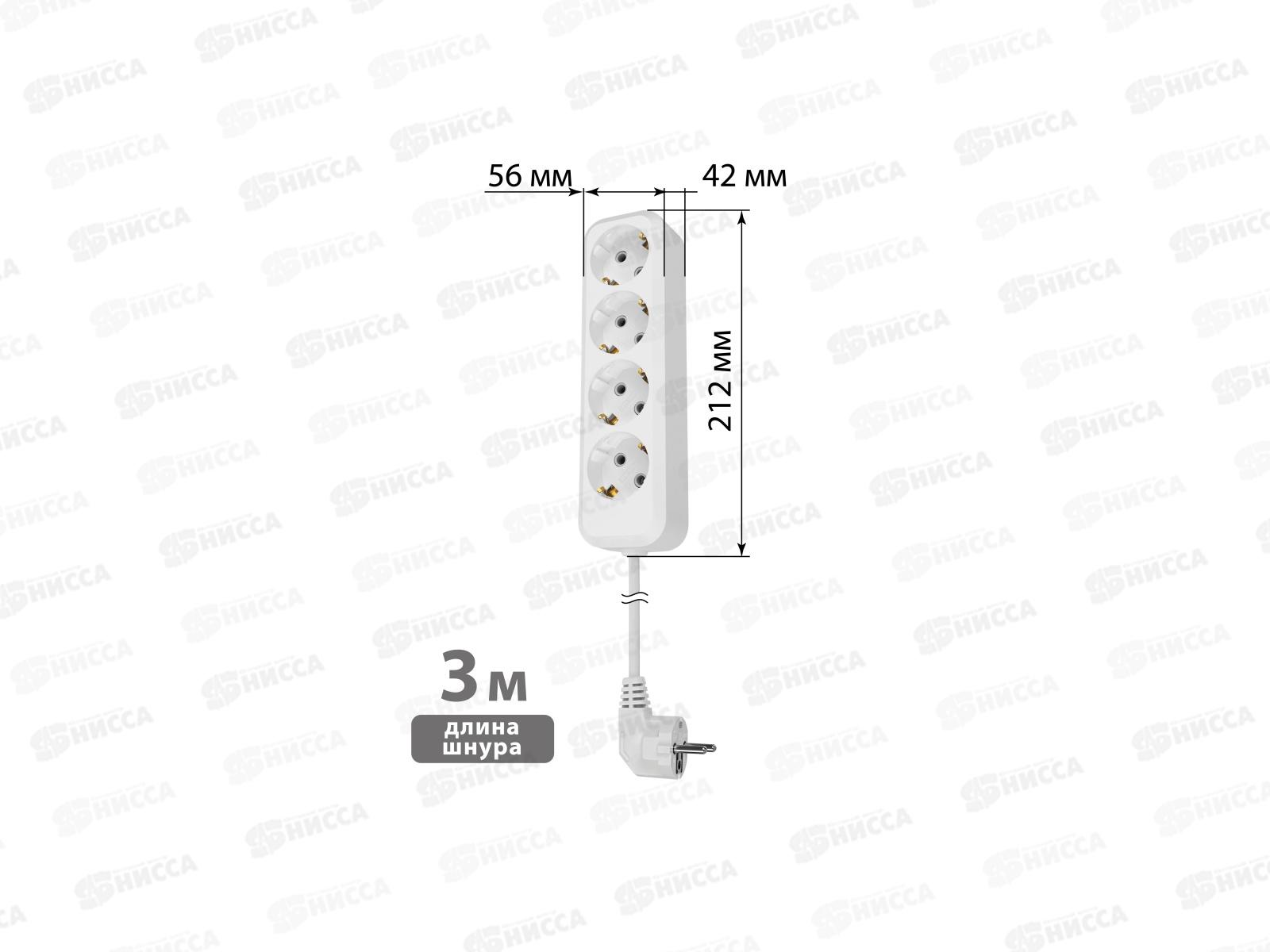 Удлинитель Народный У1 4гнезда 3м, 2300Вт белый 10А, 1046