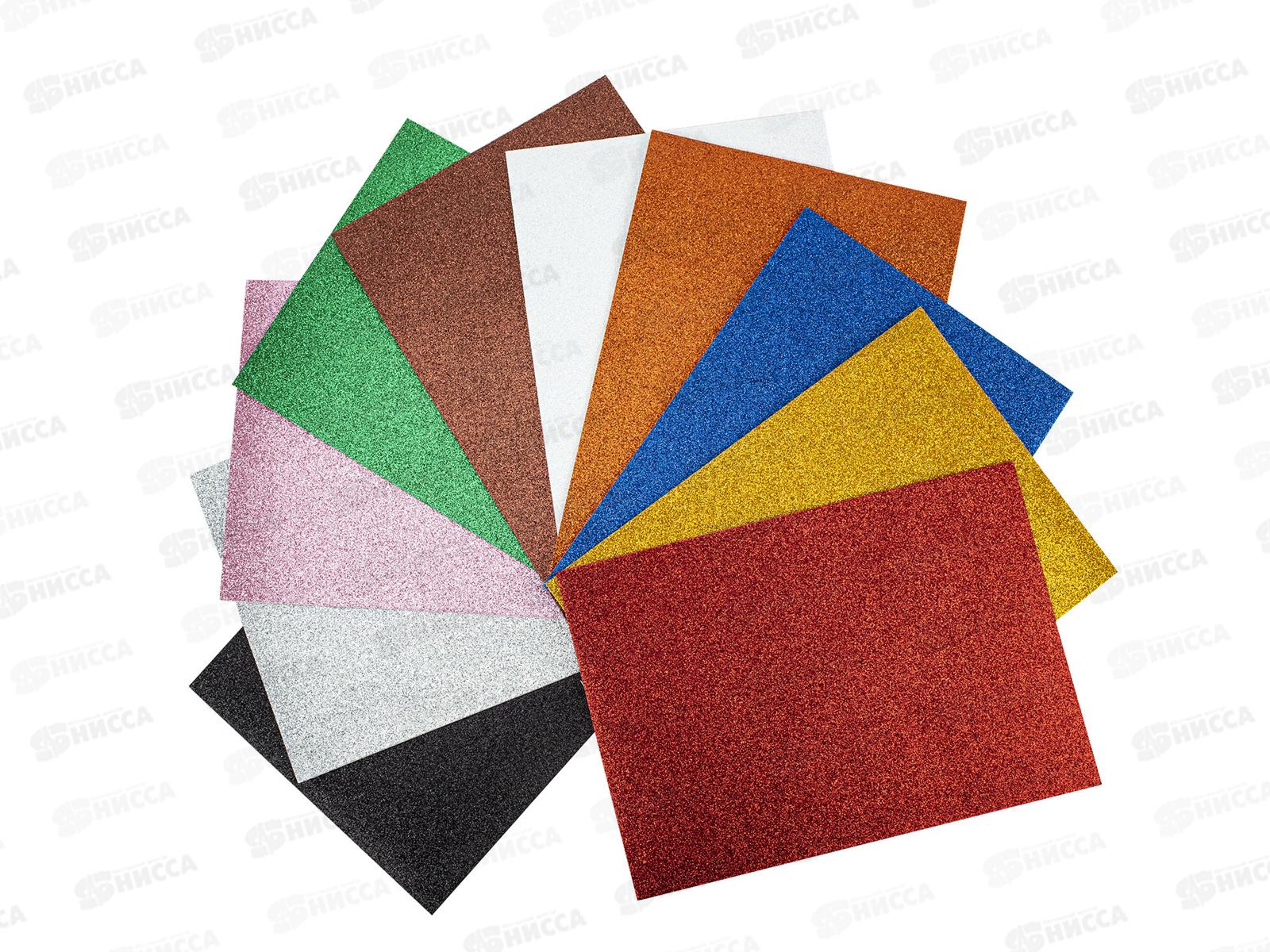 Цветная пористая резина 10л 10цв Остров сокровищ блестки А4 BRAU 665100 *6