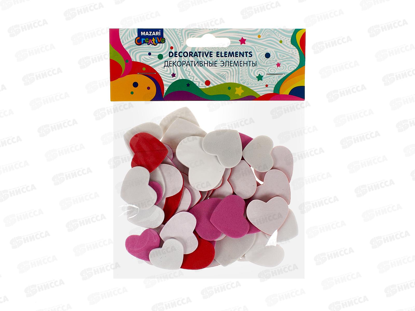 Заготовка д/декор.MAZARI Сердечки,на клеевом слое,асс,М-20120