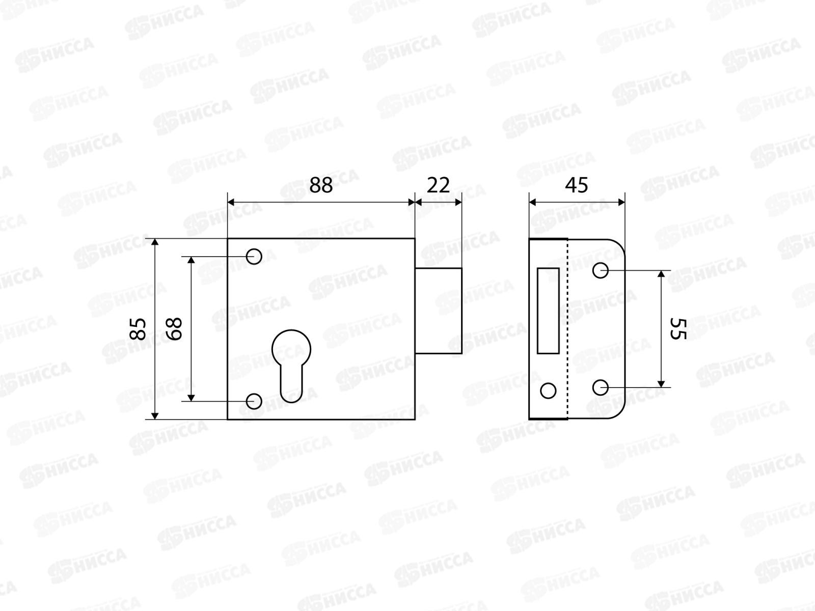 Замок накладной Птимаш ЗН1-1У медь *30 16231
