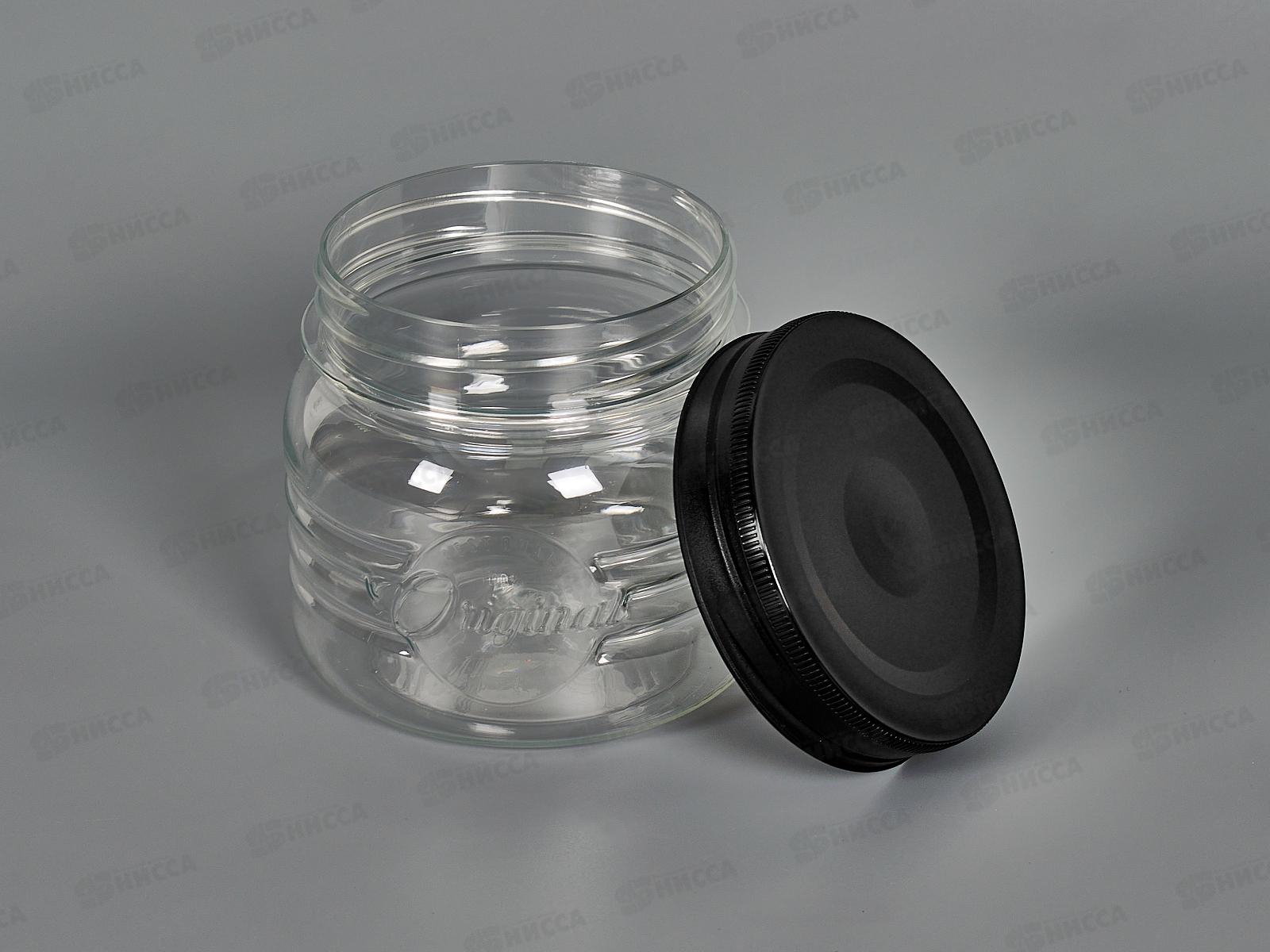 Банка круглая с эмбоссингом Original 0,6л черный 440300213 *12 БП