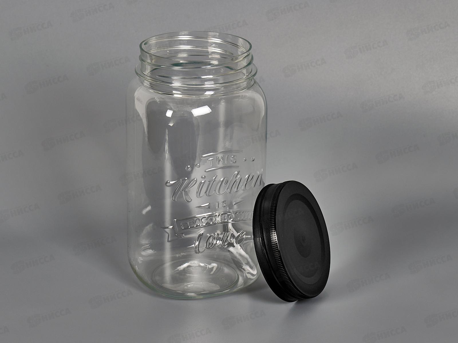 Банка квадратная с эмбоссингом Love Kitchen 1,4л черный 440200113 *12 БП