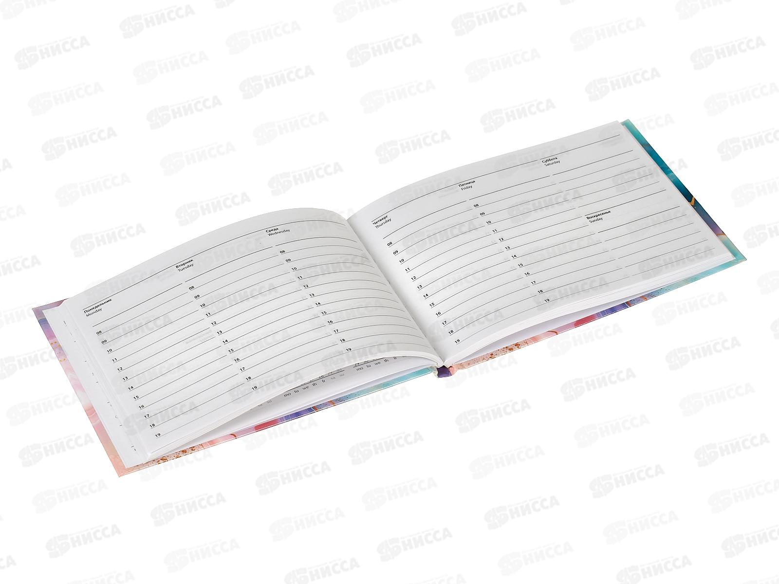 Еженедельник ПП недат., А6, 64л, Мраморный узор, 64-9976, гориз.