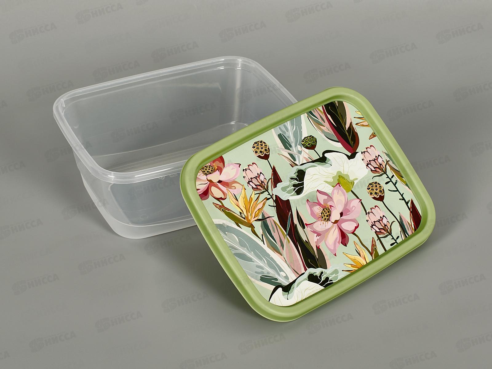 Контейнер д/прод. 1,5л с декором прямоуг Зеленый 222132218/08 *24