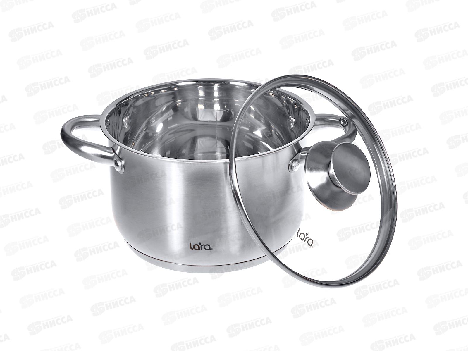 Кастрюля Афина 2,9л 18*11,5см LR02-267 индукционное дно, крышка стекло