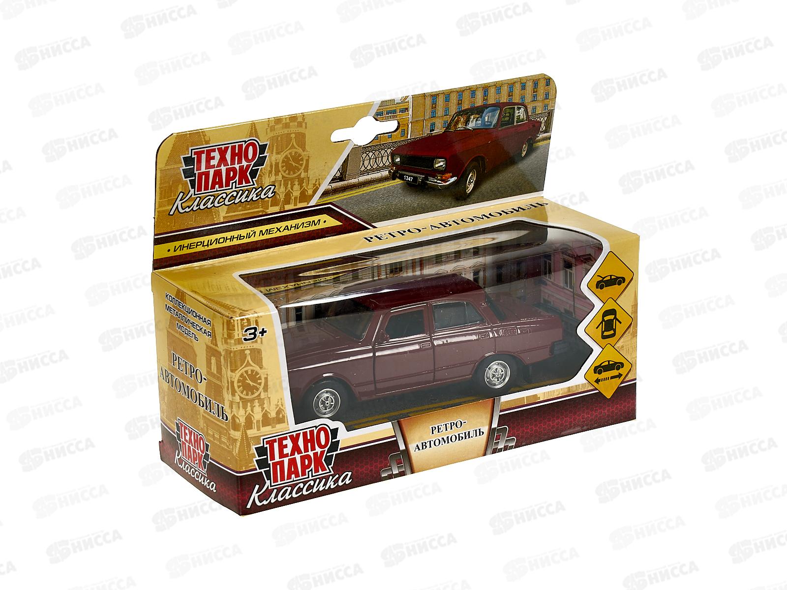 Машина &quotТЕХНОПАРК&quot металлическая АЗЛК ретро-модель 12,5см, вишневый, 384390