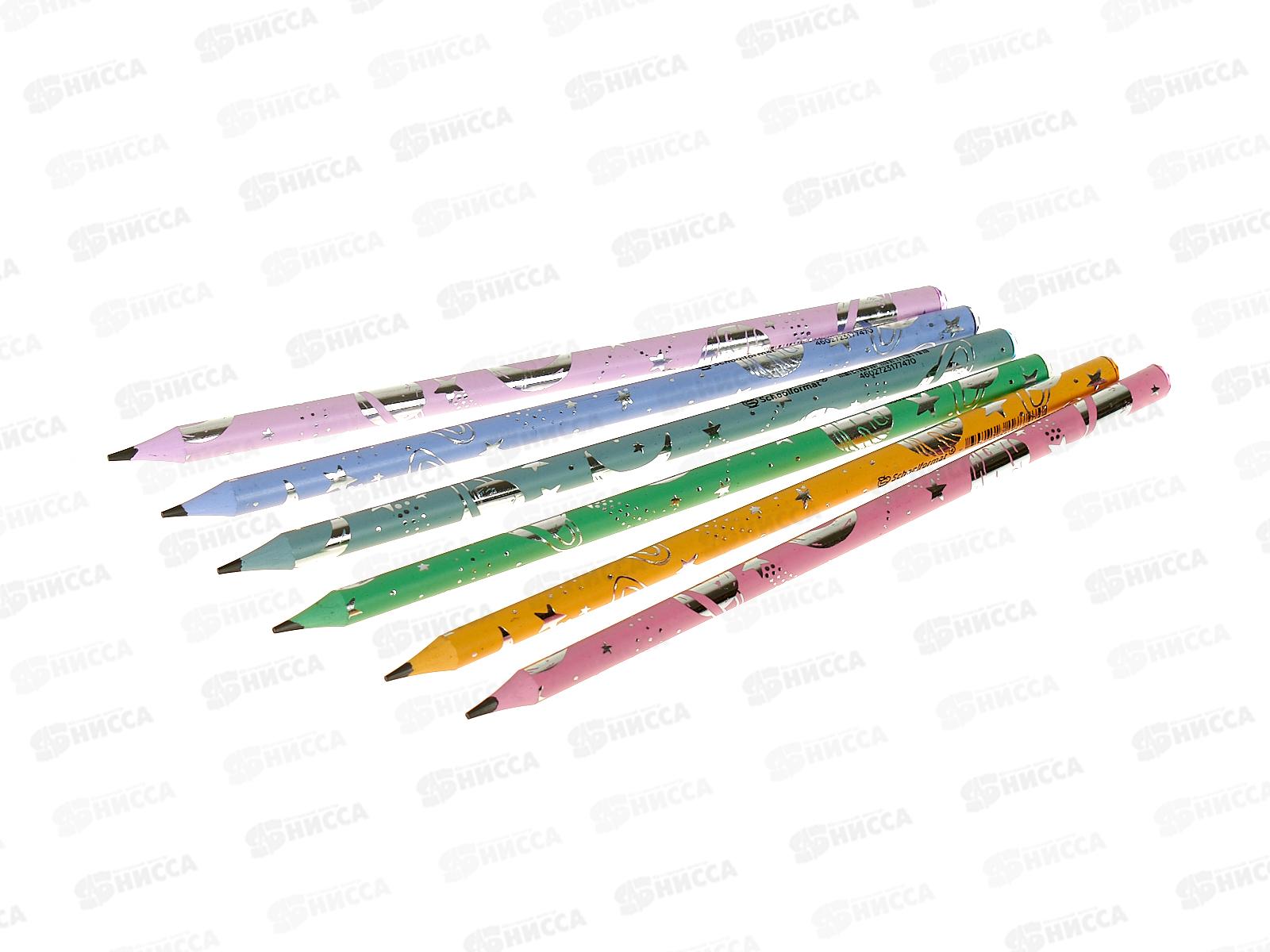 Карандаш чернографитный schoolФОРМАТ Моя вселенная HB 6шт.пластиковый КЧ-МВ-НВМ *24