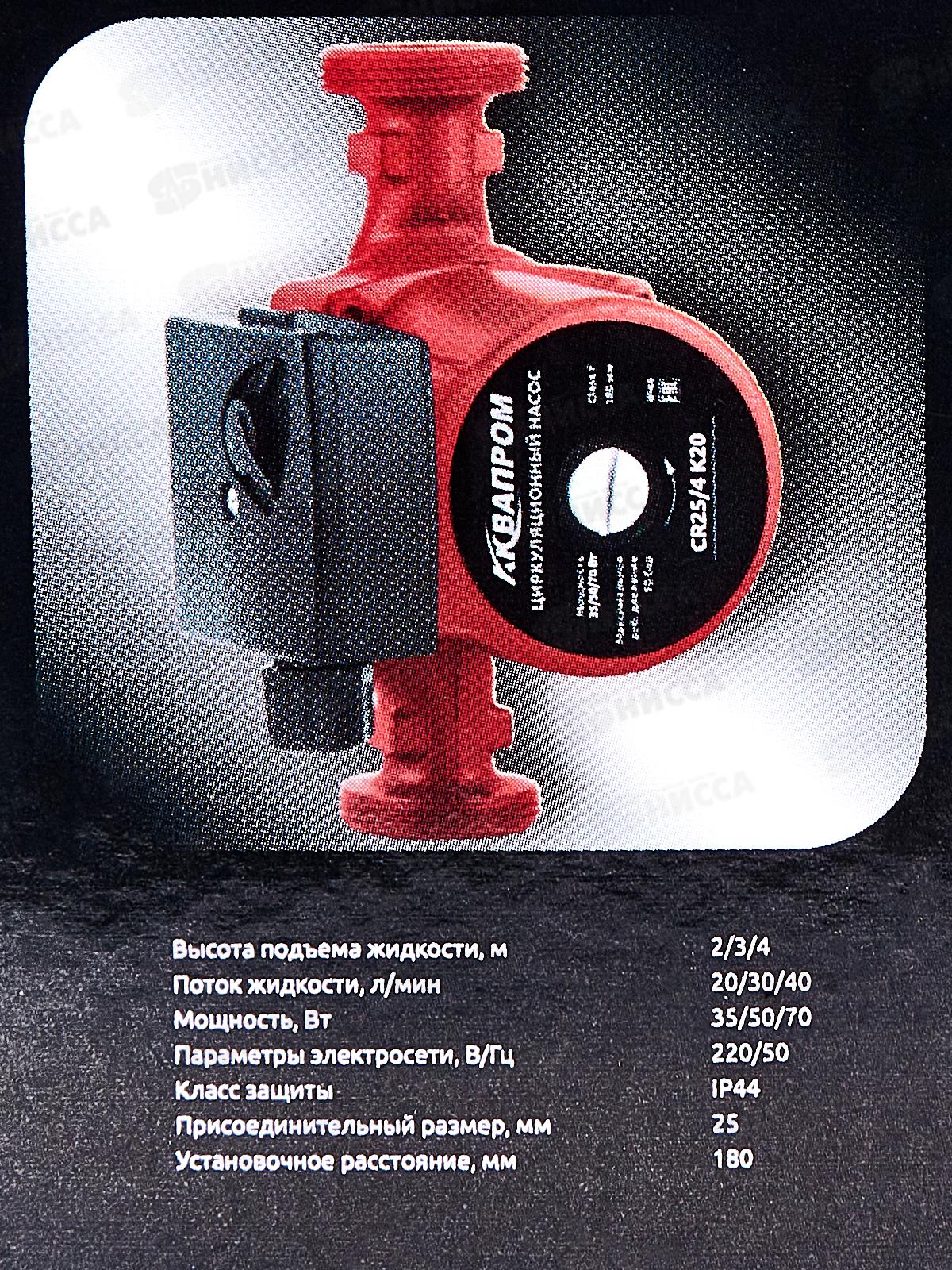 НАСОС циркуляционный АКВАПРОМ CR25/4 K20 с кабелем  *8