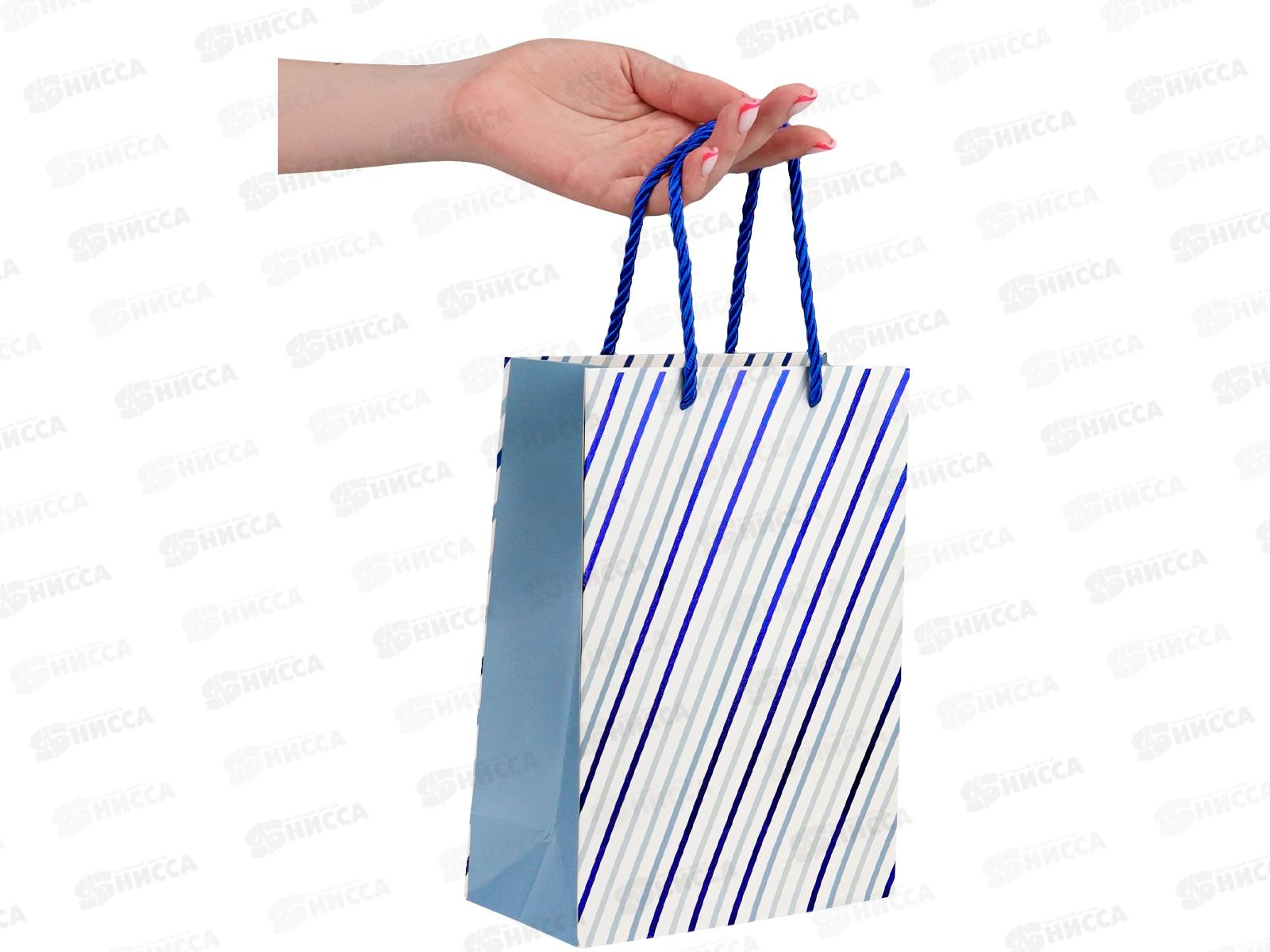 Пакет подарочный MI 18х24х8,5см Синие линии, ППК-2566 *12