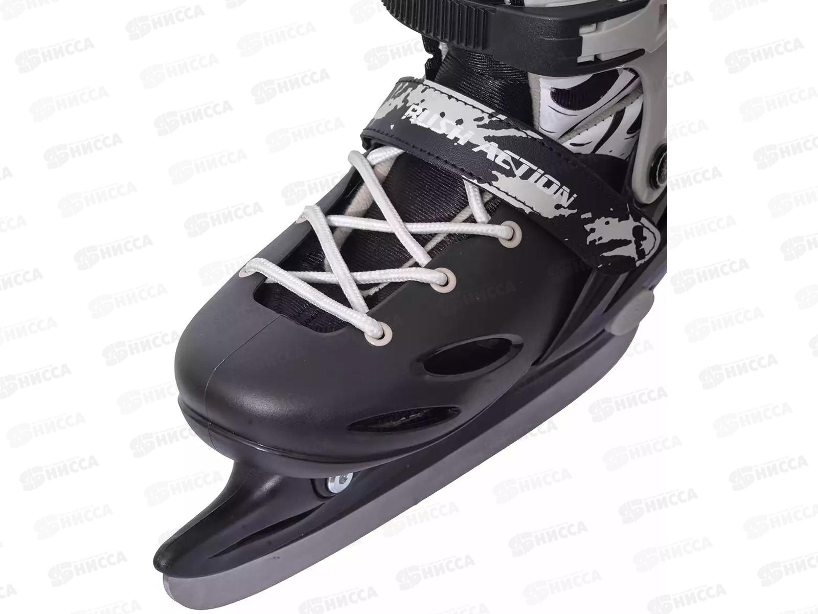Коньки раздвижные GW-901D р.34-37 черные RUSH ACTION, 422337