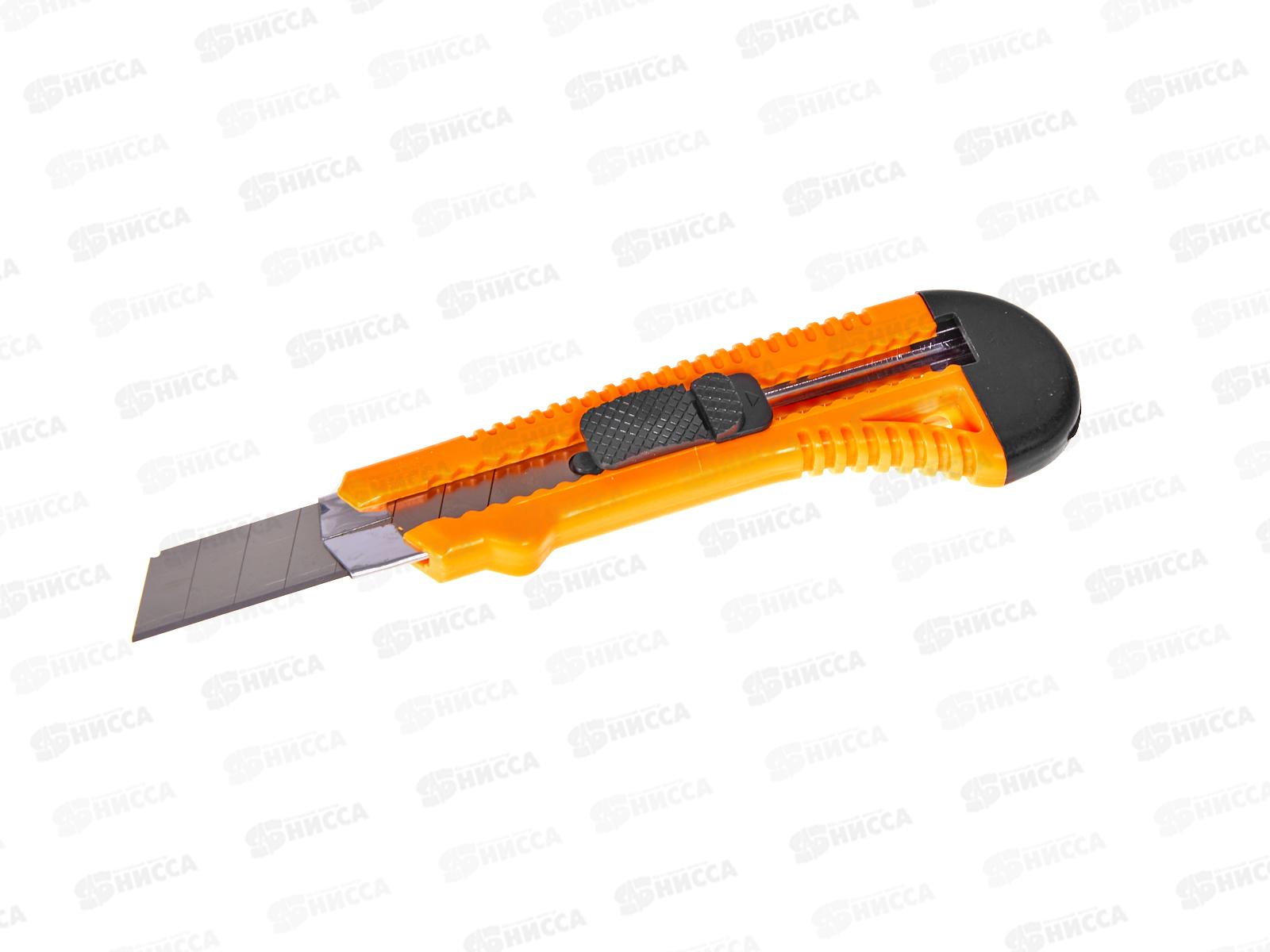 Нож с выдвижным лезвием 18 мм, пластиковый корпус, металлическая направляющая