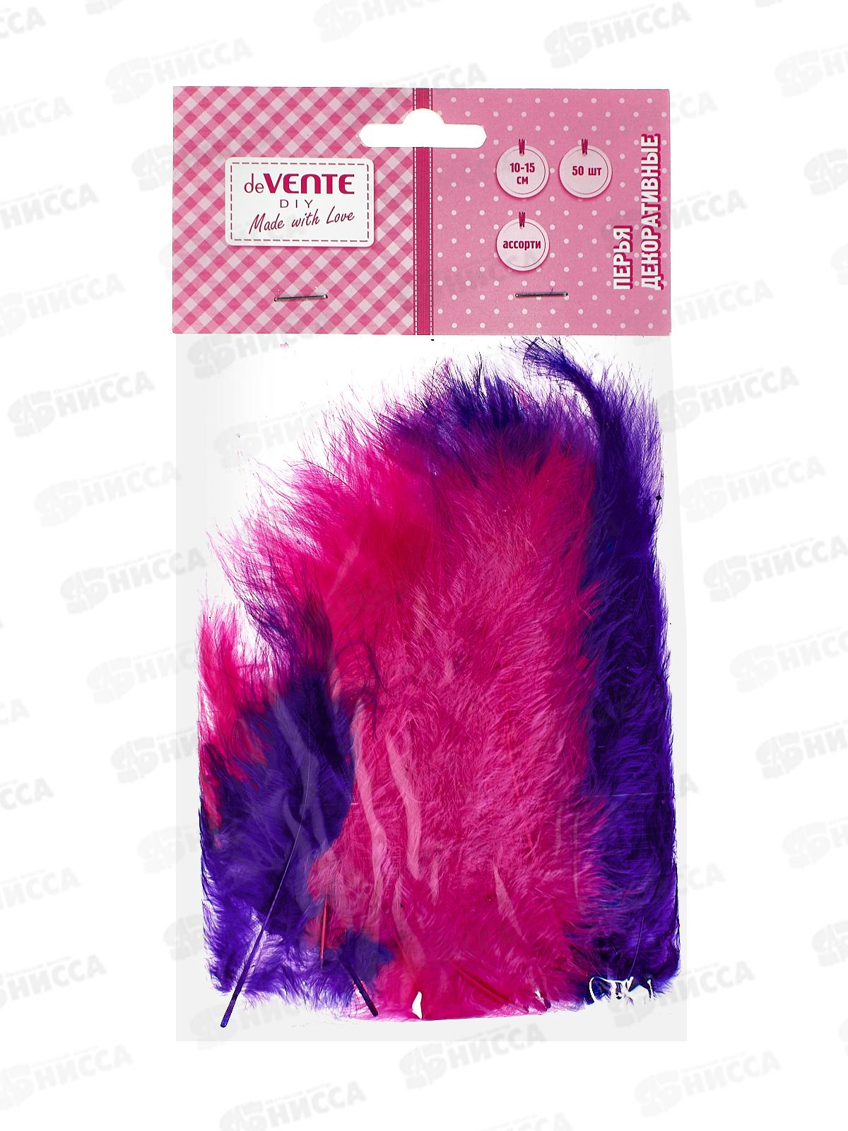 Декор элементы deVENTE ПЕРЬЯ розовый микс, 50шт 10-15см 8130101 *12