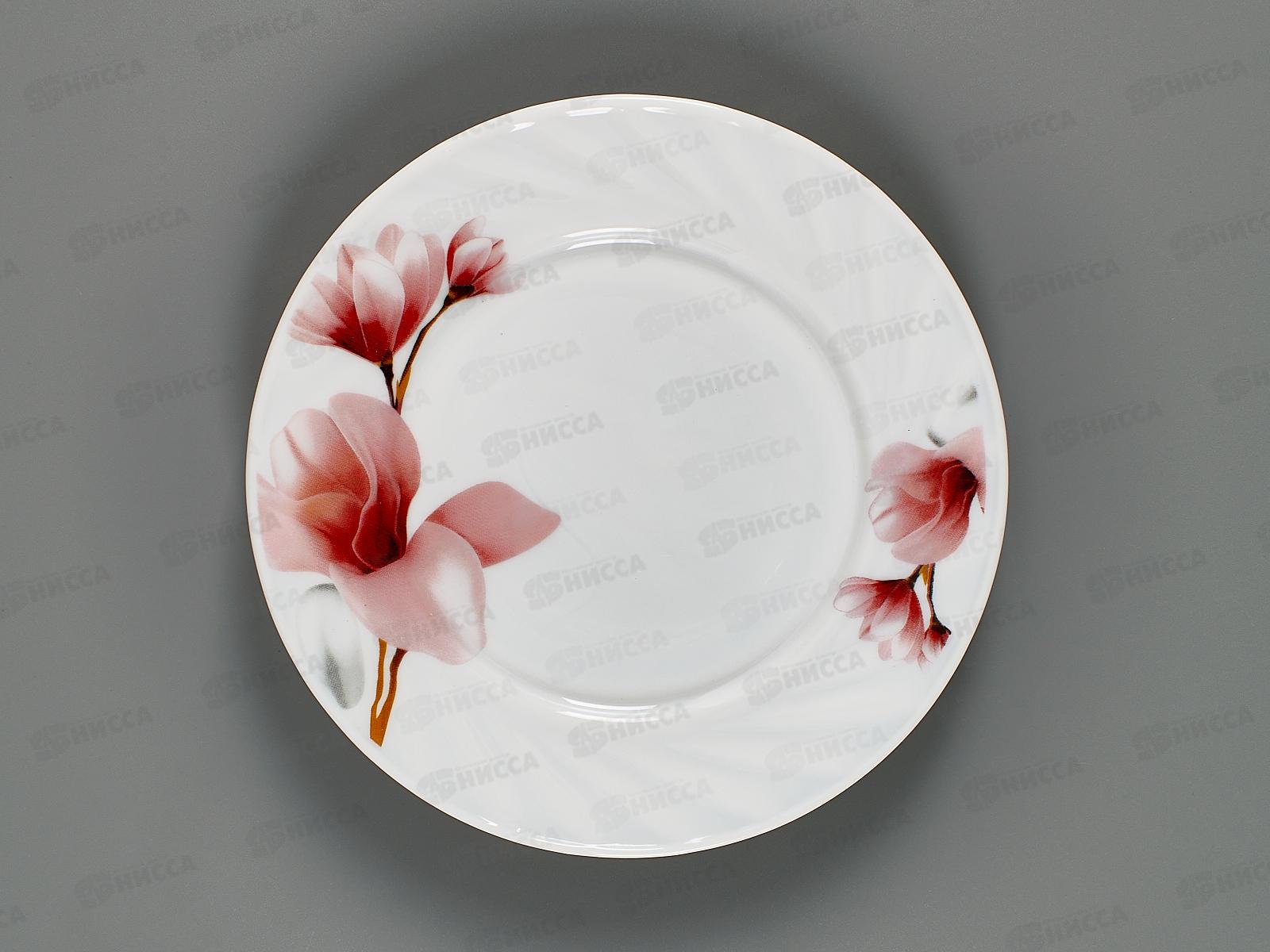 Тарелка плоская круглая d-17,5см Магнолия 6996-тм7 стеклокерамика *6/7