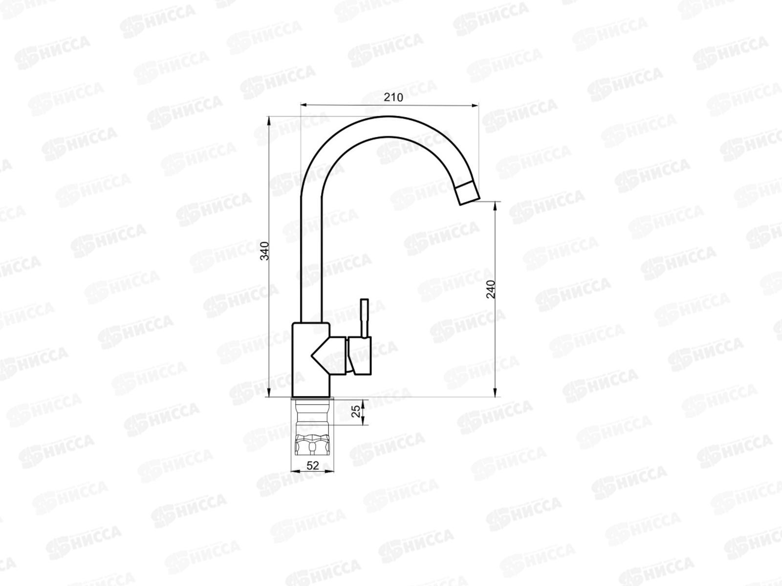 Смеситель для кухни шар., высокий излив, SUS124-017FL  *10