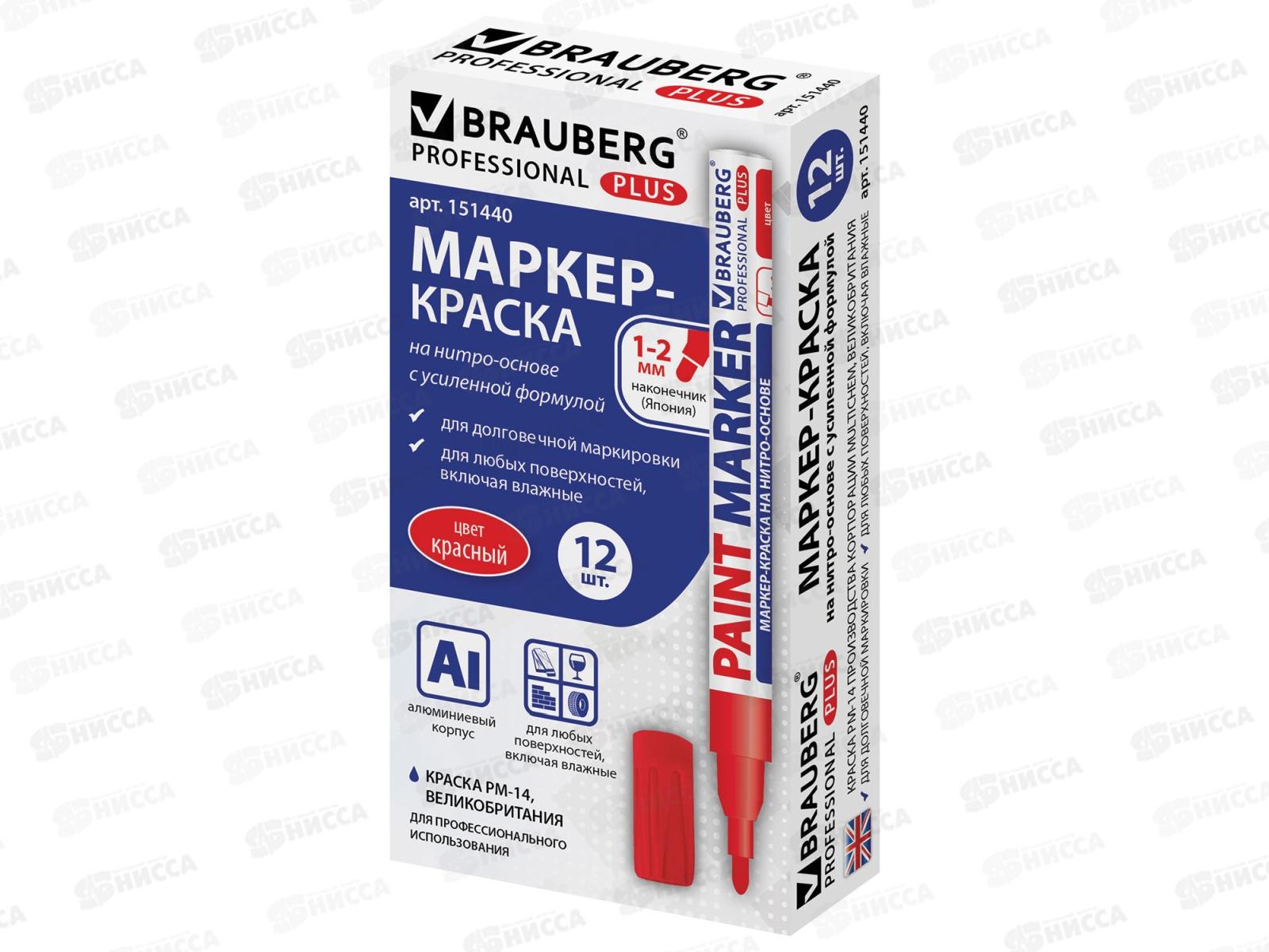 Маркер-краска BRAU лаковый красн, 2мм нитро- Pro+ алюм.корп 151440 *12