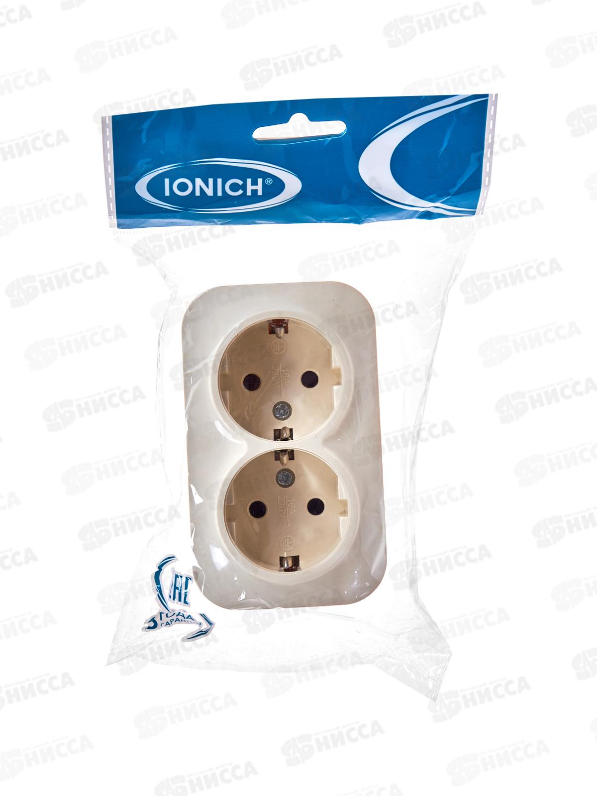 Розетка IONICH 2-местная открытой установки, с заземлением, 16А, 220В слоновая кость,керамика,1428*10