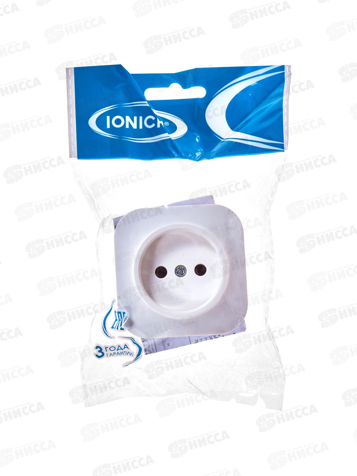 Розетка IONICH 1-местная открытая установка, без ззаземления, 16А, 220В белая,керамика,1415*10