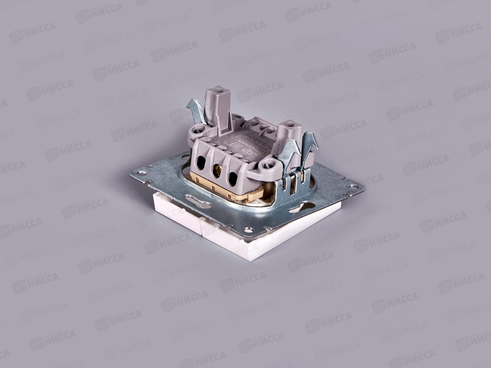 Выключатель Афина 2-клавиши скрытая установка, 10А, 220В ,жемчуг, А0023-OBr*10