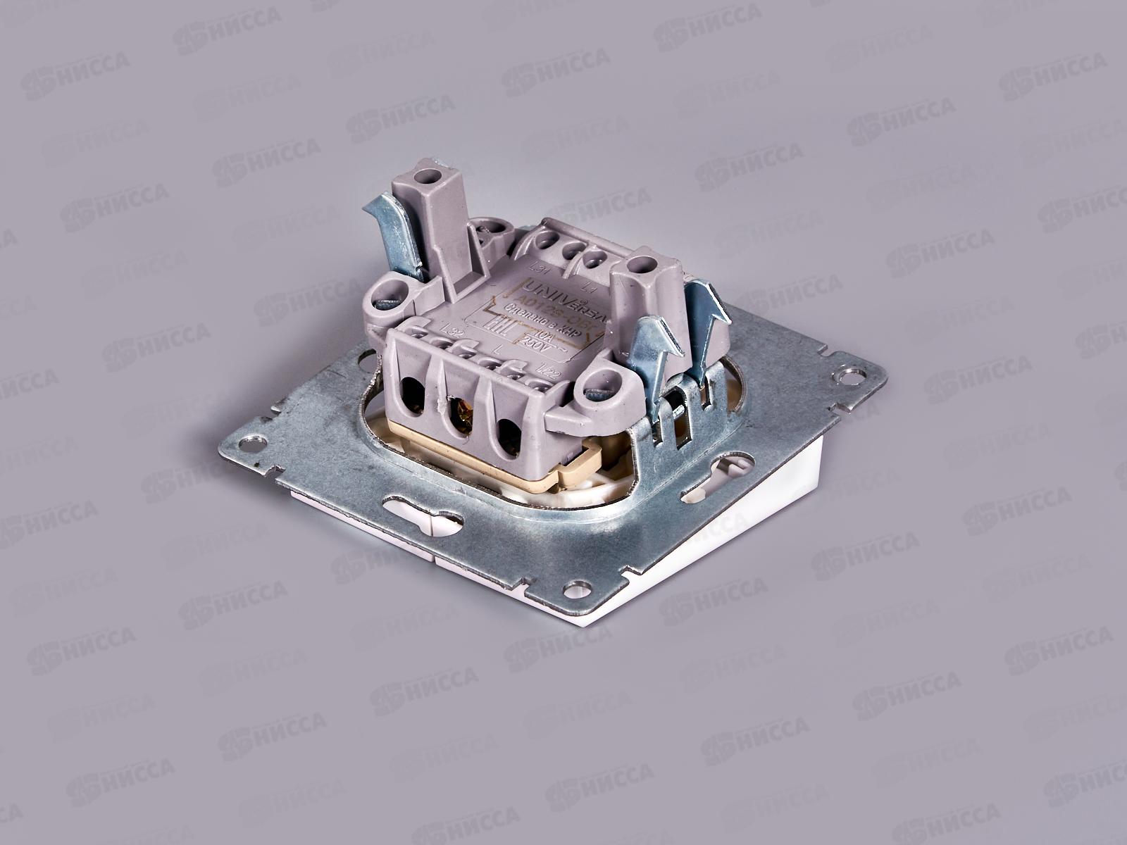 Выключатель Афина 2-клавиши скрытая установка, 10А, 220В ,жемчуг , подсветка, А0123-OBr*10