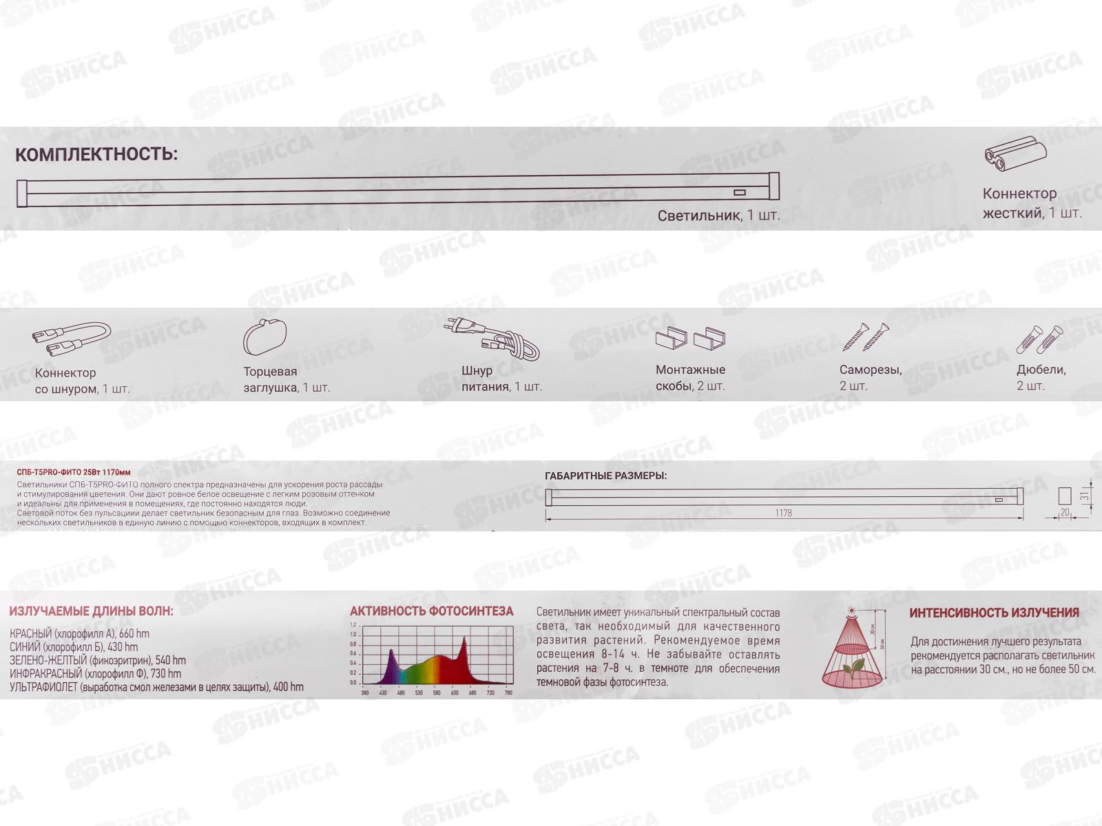 Светильник светодиодный inHOME СПБ-Т5PRO-ФИТО полный спектр 25Вт 230B 1170мм