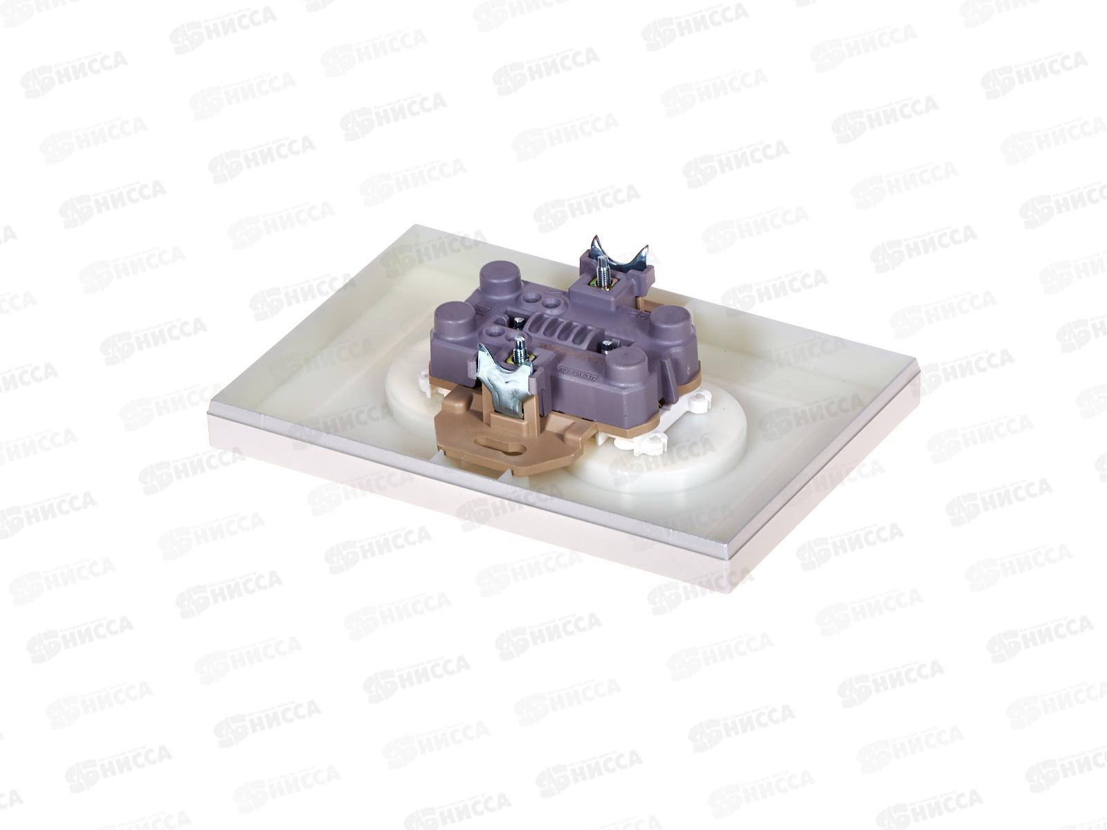 Розетка Афина 2-местная скрытой установки, без заземления,з/ш 16А, 220В серебро, A0048-S*10