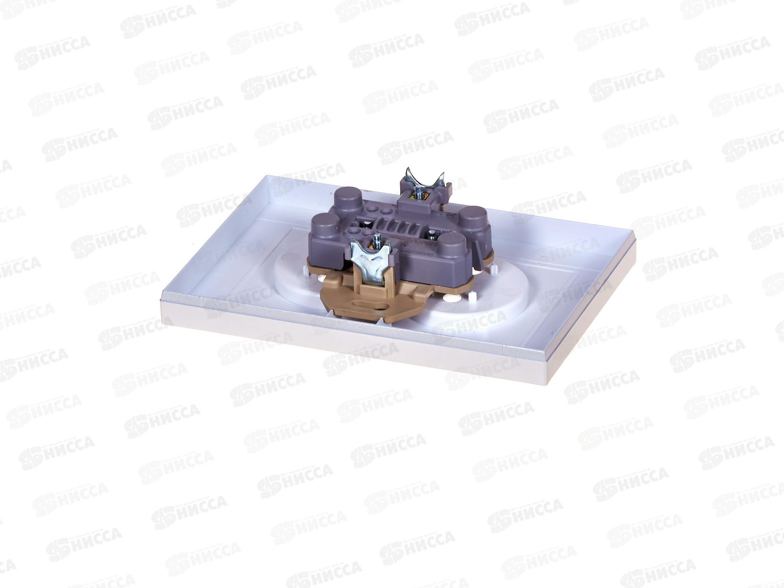 Розетка Афина 2-местная скрытой установки, без заземления 16А, 220В серебро, A0102-S*10