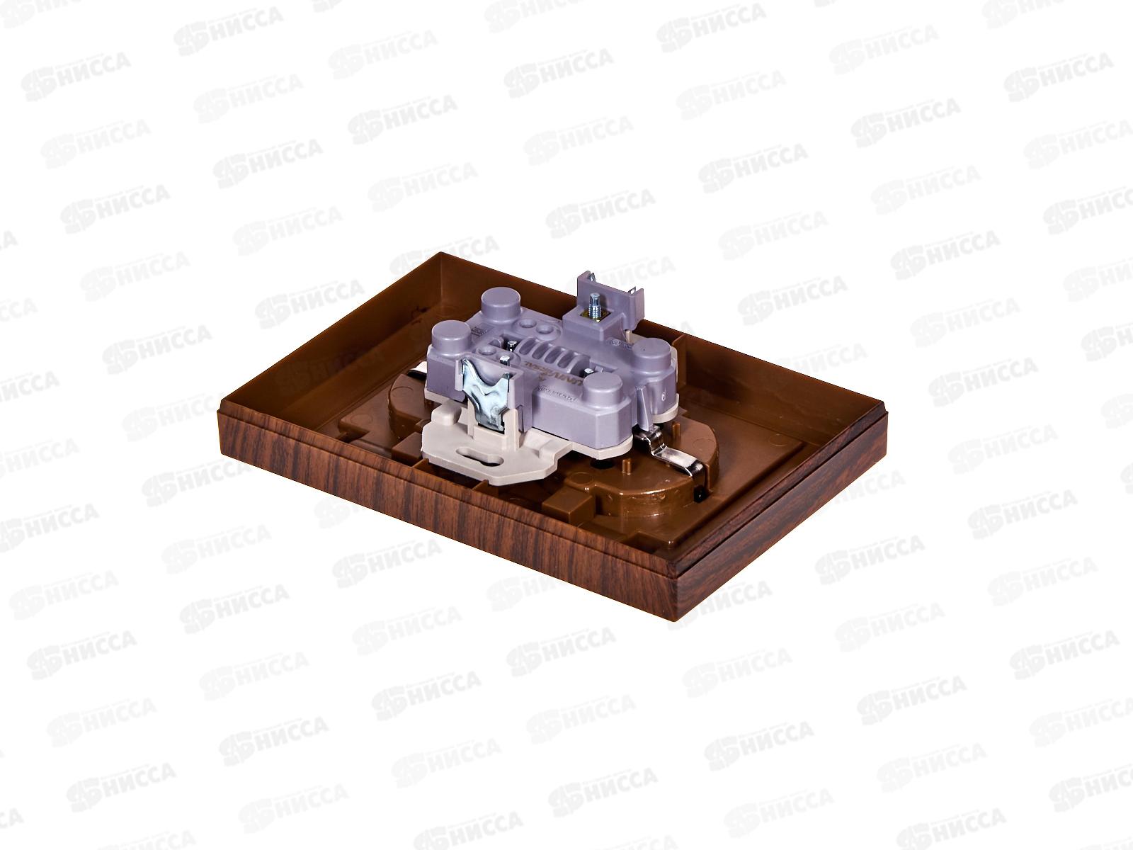 Розетка Афина 2-местная с крышкой скрытой установки, с заземлением 16А, 220В венге, A0031-V*10