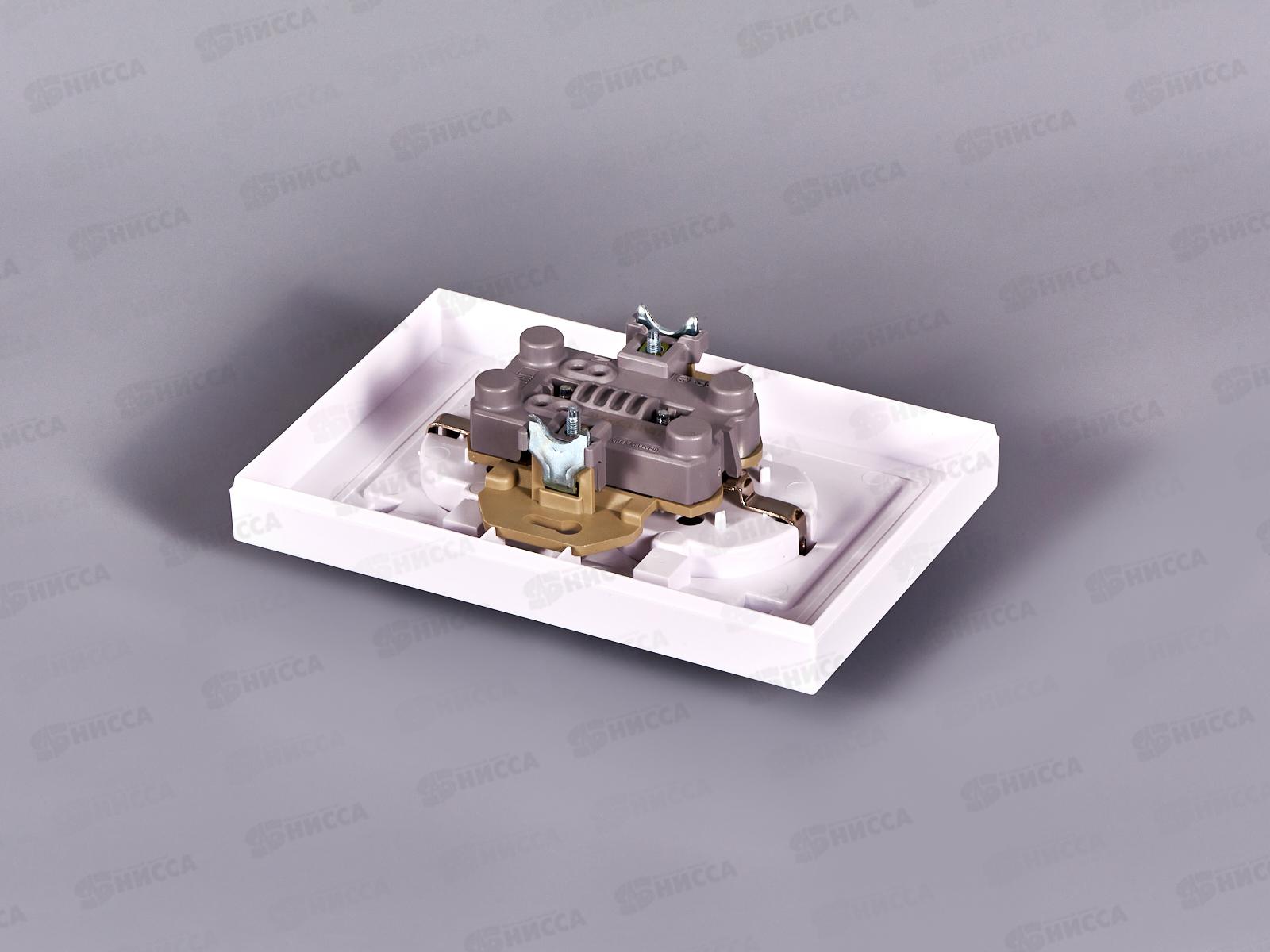 Розетка Афина 2-местная с крышкой скрытой установки, с заземлением 16А, 220В, белая, A0031*10