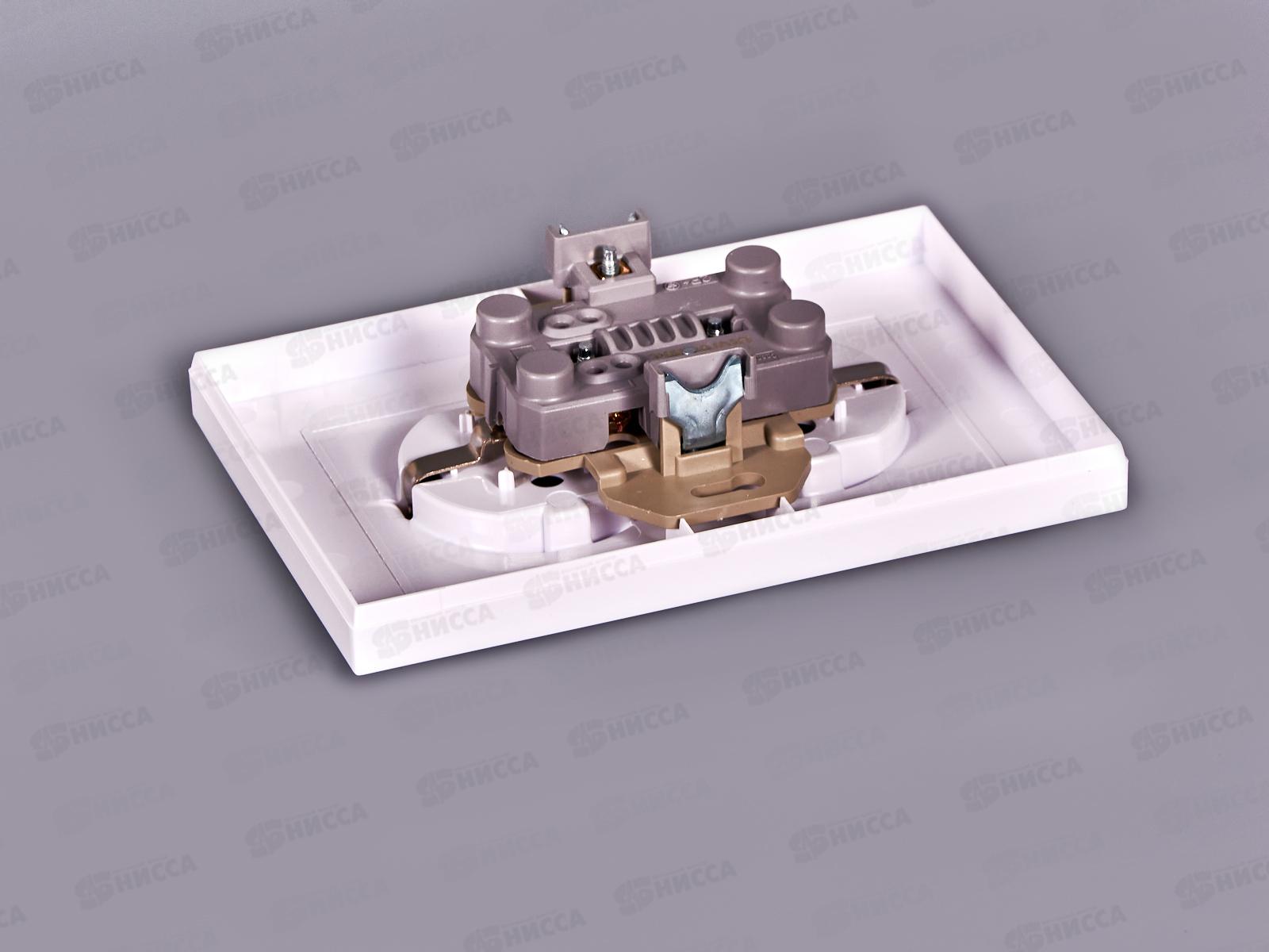 Розетка Афина 2-местная скрытой установки, с заземлением 16А, 220В белая, A0128*10