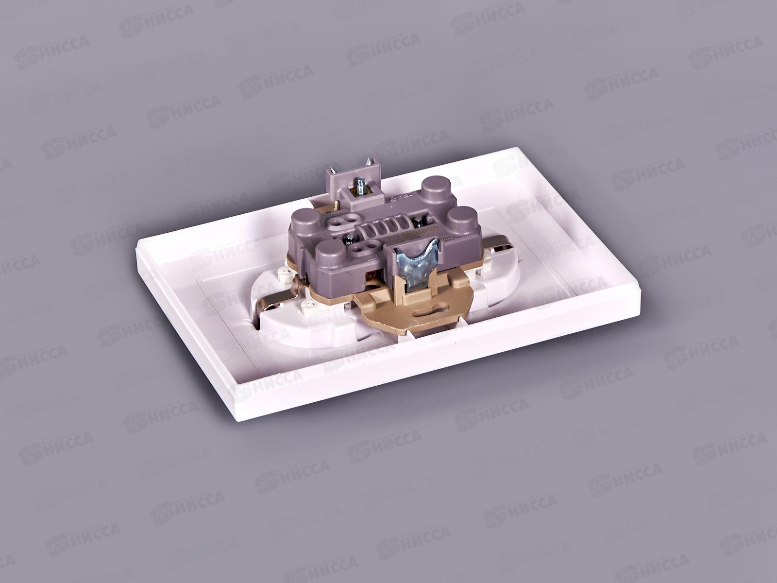 Розетка Афина 2-местная скрытой установки, с заземлением,з/ш 16А, 220В белая, A0050*10