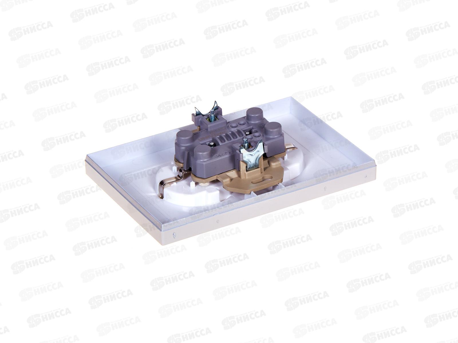 Розетка Афина 2-местная скрытой установки, с заземлением, 16А, 220В серебро, A0128-S*10