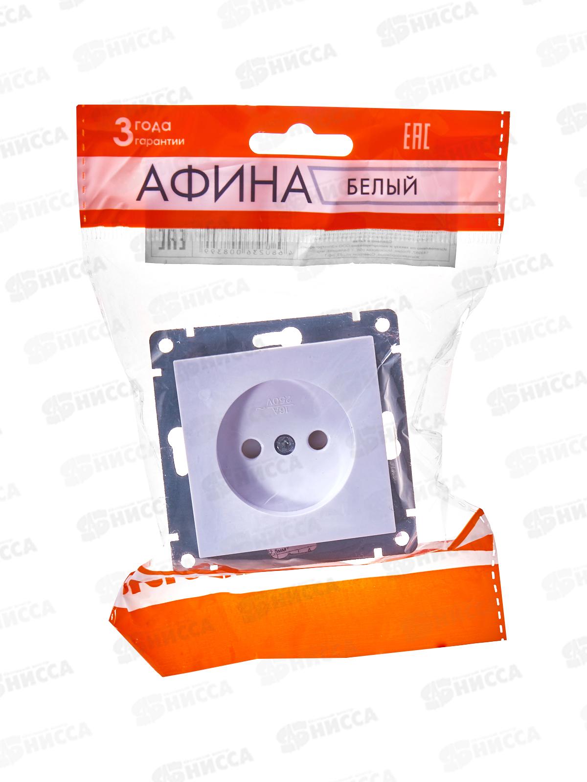 Розетка Афина 1-местная скрытой установки, без заземления, з/ш 16А, 220В белая, A0047*10