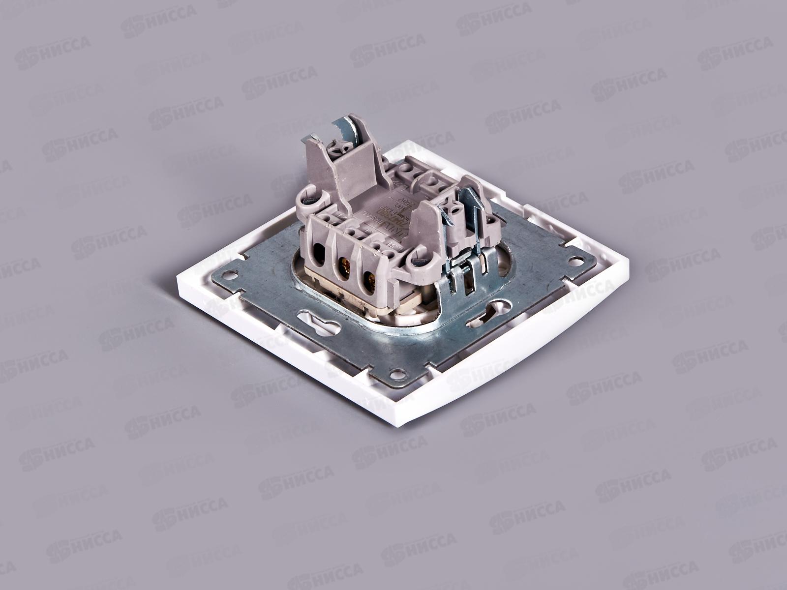 Выключатель Бриллиант 1-клавиша скрытой установки, 10А, 220В,проход, подсвтка, белый, 7947380*10