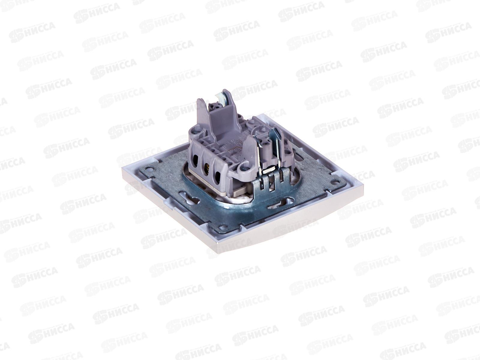 Выключатель Бриллиант 1-клавиша скрытой установки, 10А, 220В, подсветка, серебро, 7949643*10