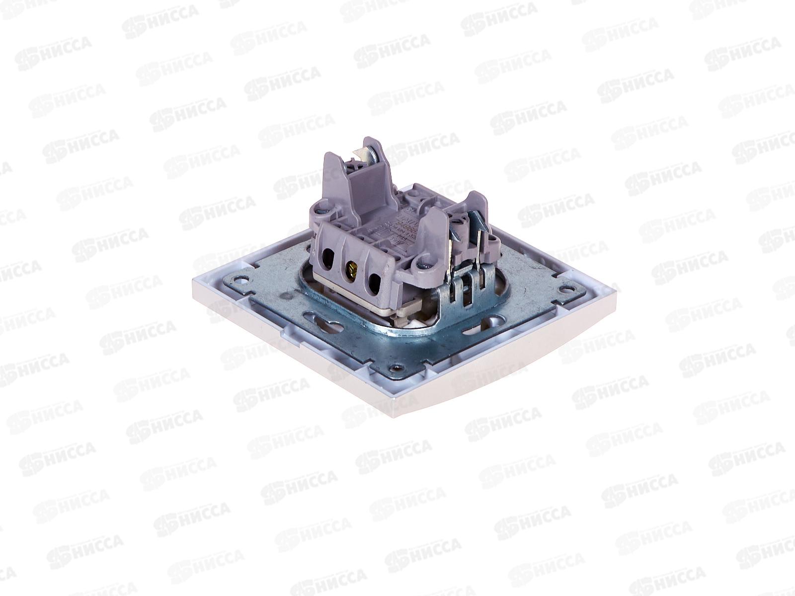 Выключатель Бриллиант 2-клавиши скрытой установки, 10А, 220В, подсветка,серебро, 7949667*10