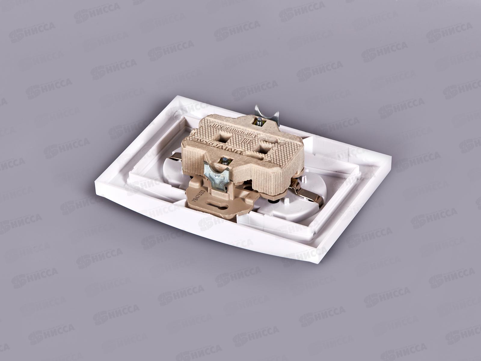 Розетка Бриллиант 2-местная с заземлением, скрытой установки, 16А, 220В,белая, керамика, 7947533*10