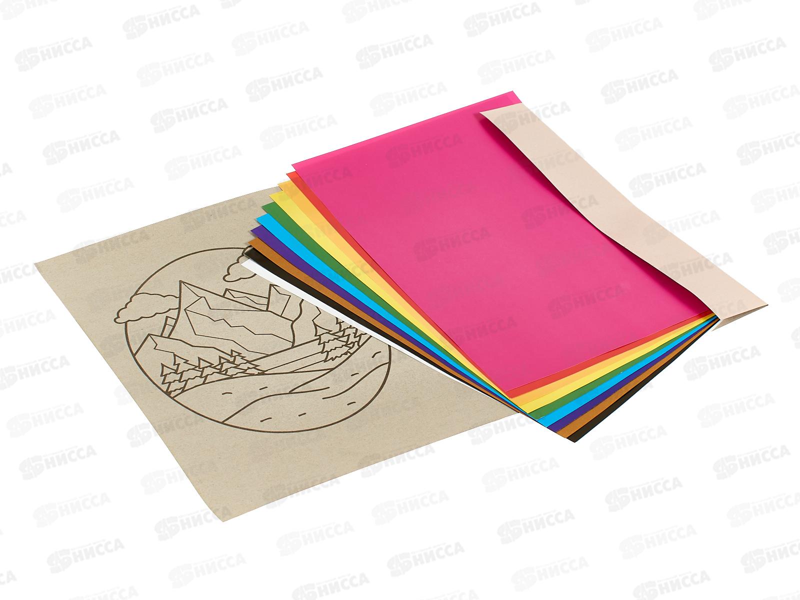 Цветная бум.  10л 10цв Hatber двустор. Цветные горы 32510 *50