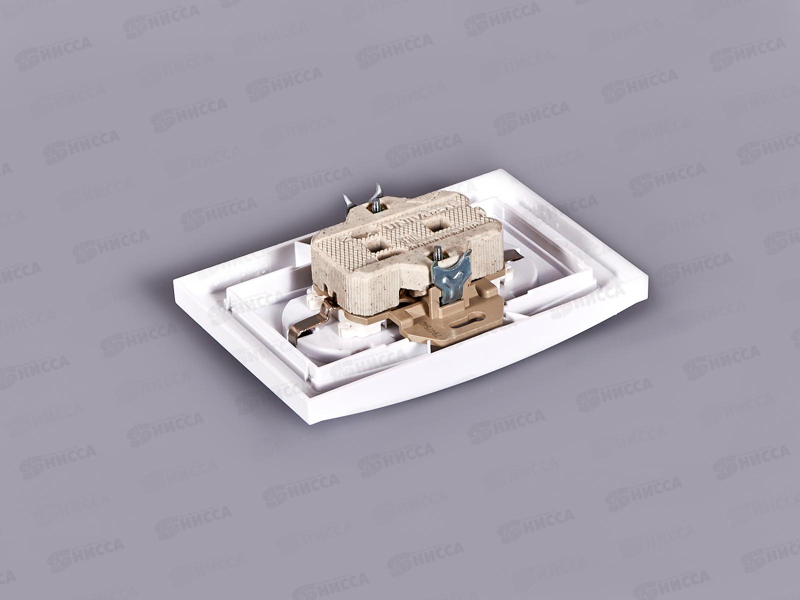 Розетка Бриллиант 2-местная с заземлением, скрытой установки,з/ш 16А, 220В,белая,керамика, 7947540*10