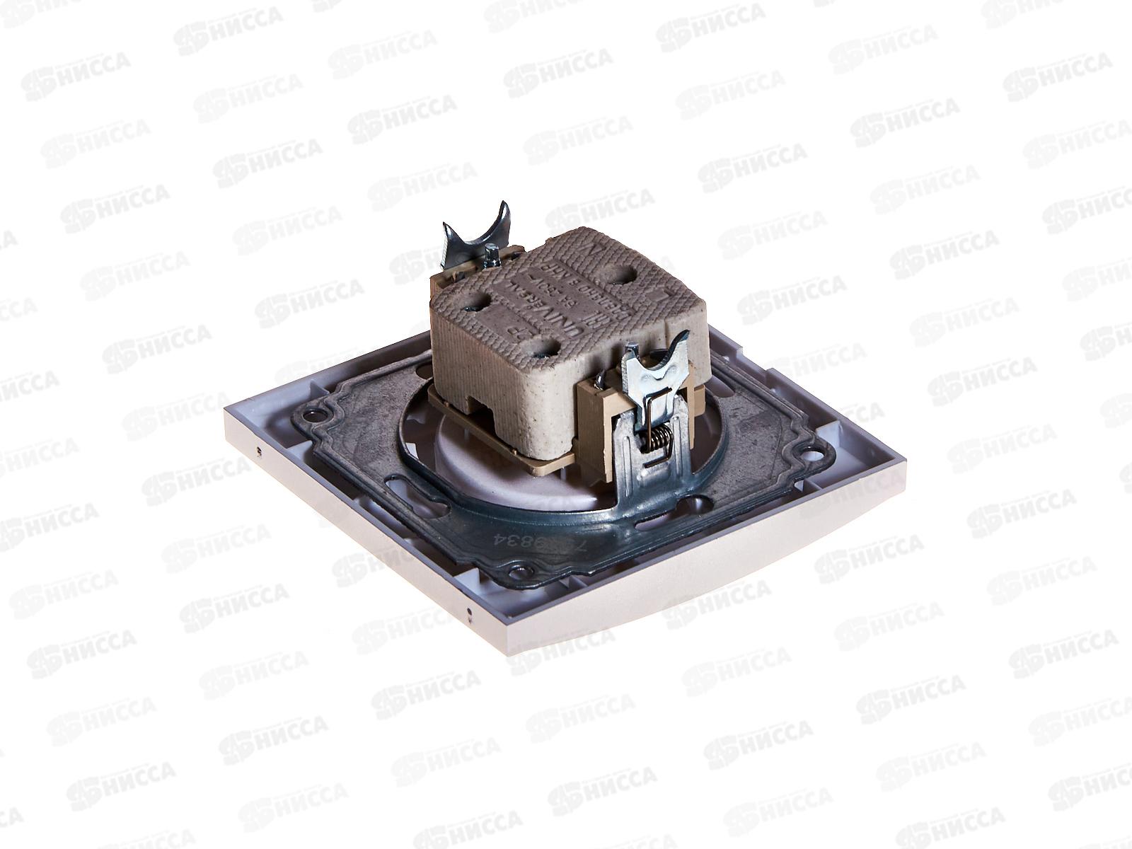 Розетка Бриллиант 1-местная без заземления, скрытая установка, 16А, 220В,серебро,керамика, 7949834*10