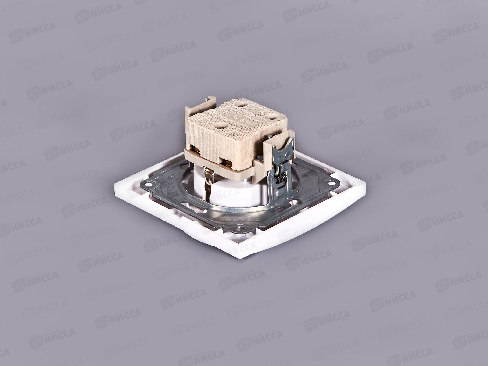 Розетка Бриллиант 1-местная с крышкой,  с заземлением, скрытой установки,16А, 220В,белая,керамика,7947649*10